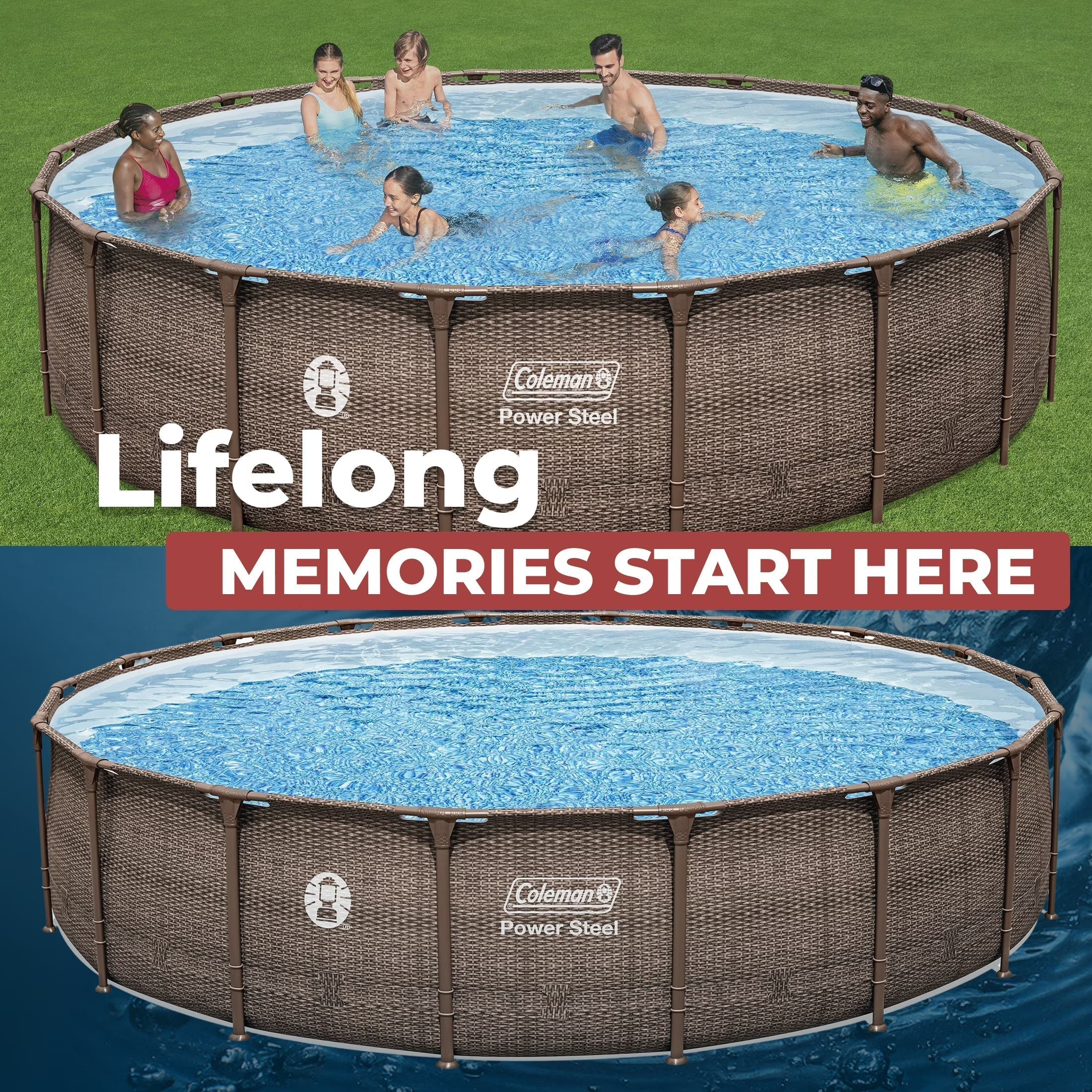 Coleman Power Steel 18ft Round Above Ground Pool Set - Durable Metal Frame For Long Lasting Family Fun
