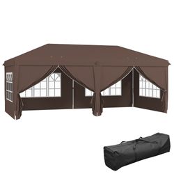Outsunny 3x6m Garden Pop Up Gazebo With Sidewalls Windows Carry Bag Black - Quick Assembly Outdoor Party Shelter