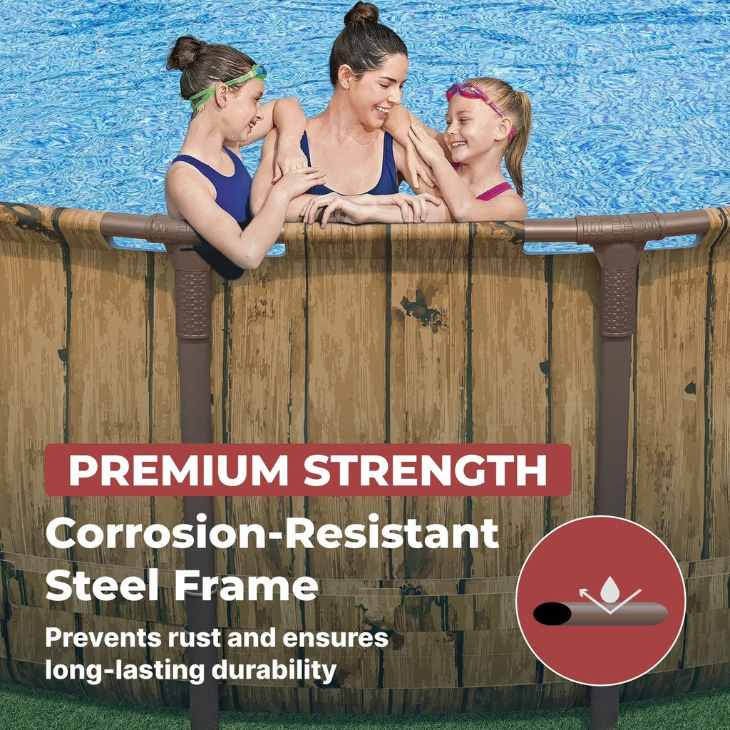 Coleman Power Steel 22 Ft Round Above Ground Pool Set - Durable Corrosion Resistant Steel Frame