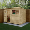 Forest 4Life Overlap Pressure Treated Pent Wooden Shed 8x6 - 25 Year Guarantee And Base Kit Included