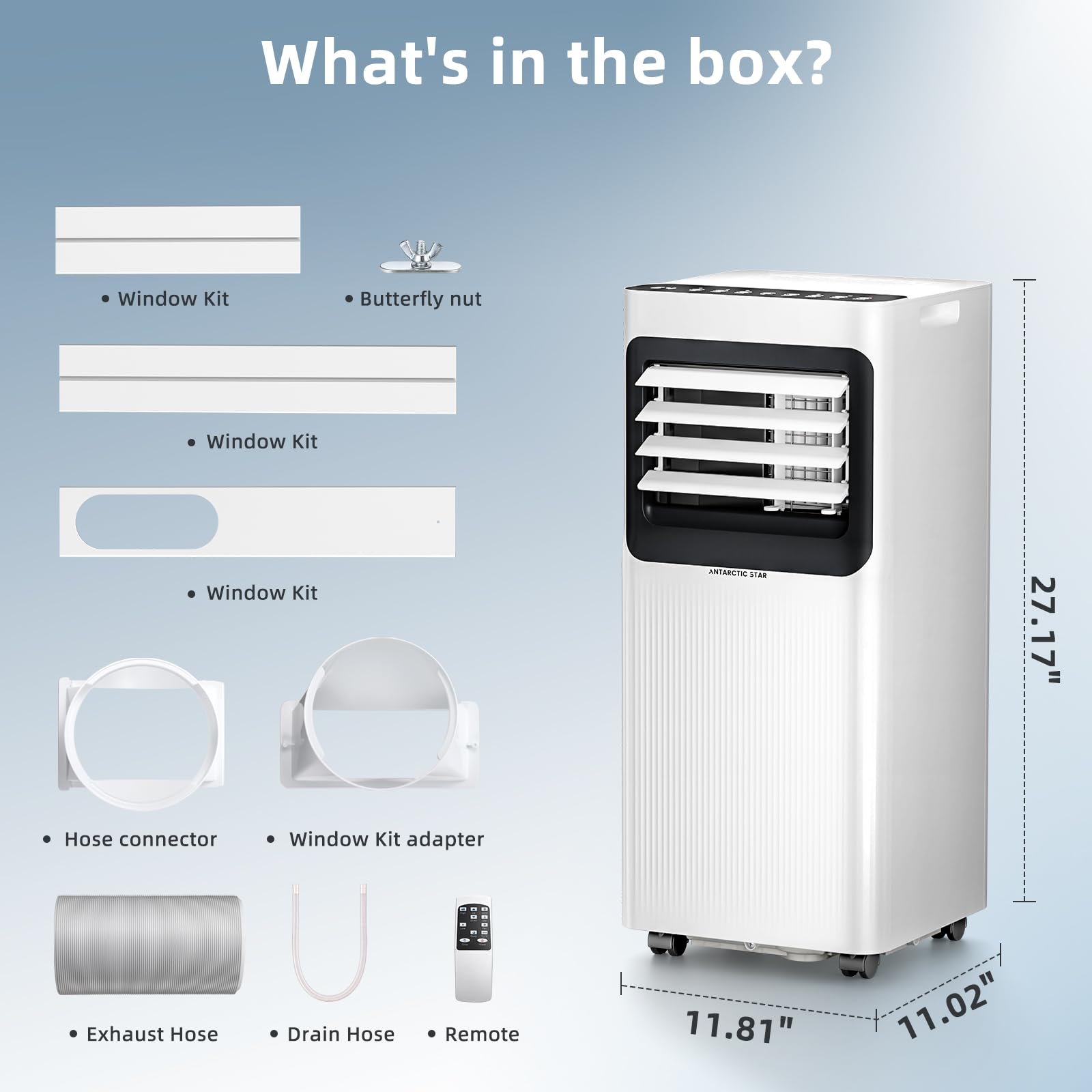 Antarctic Star 8000 BTU Portable Air Conditioner 5 In 1 Unit With Cool Dehumidifier Fan Sleep Timer Auto Swing
