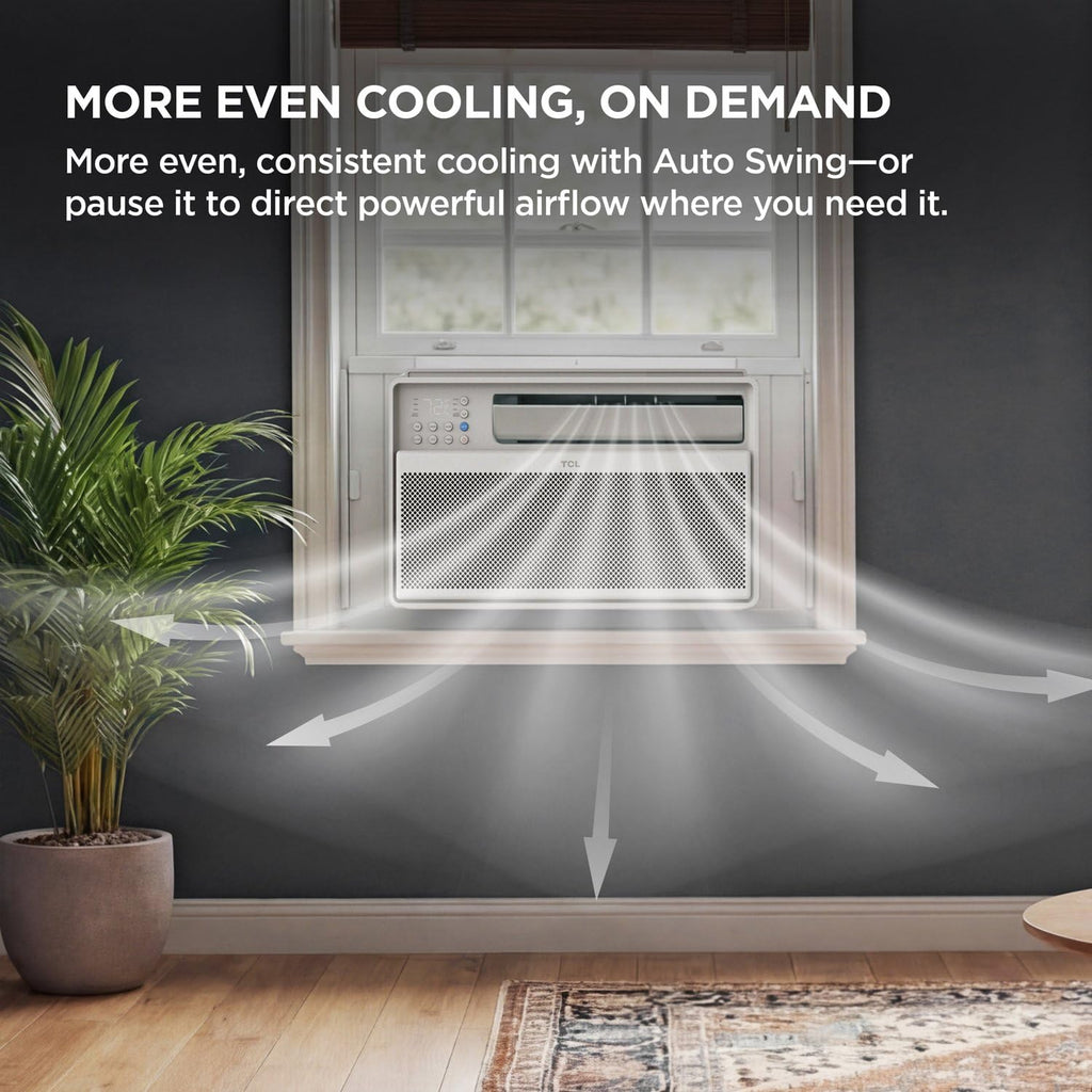 TCL 8,000 BTU Q Series Smart Inverter Window AC - Ultra Quiet 40 Decibel Works With Alexa And Google Assistant