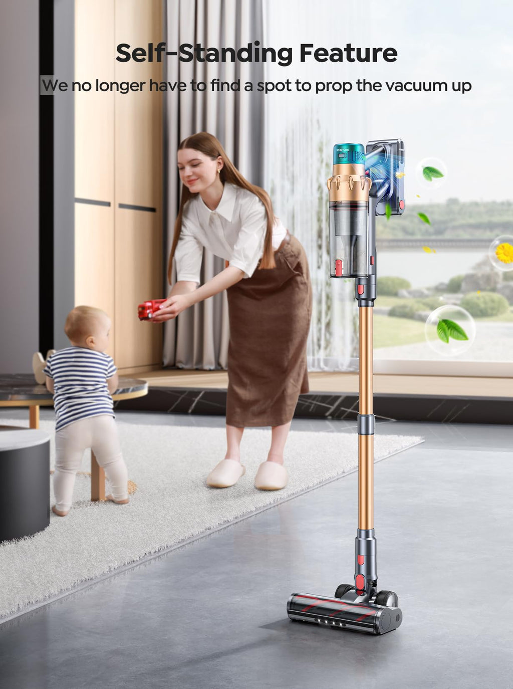 SMOTURE Cordless Vacuum Cleaner - 650W Brushless Motor With 55kPa Suction And 70 Minute Runtime