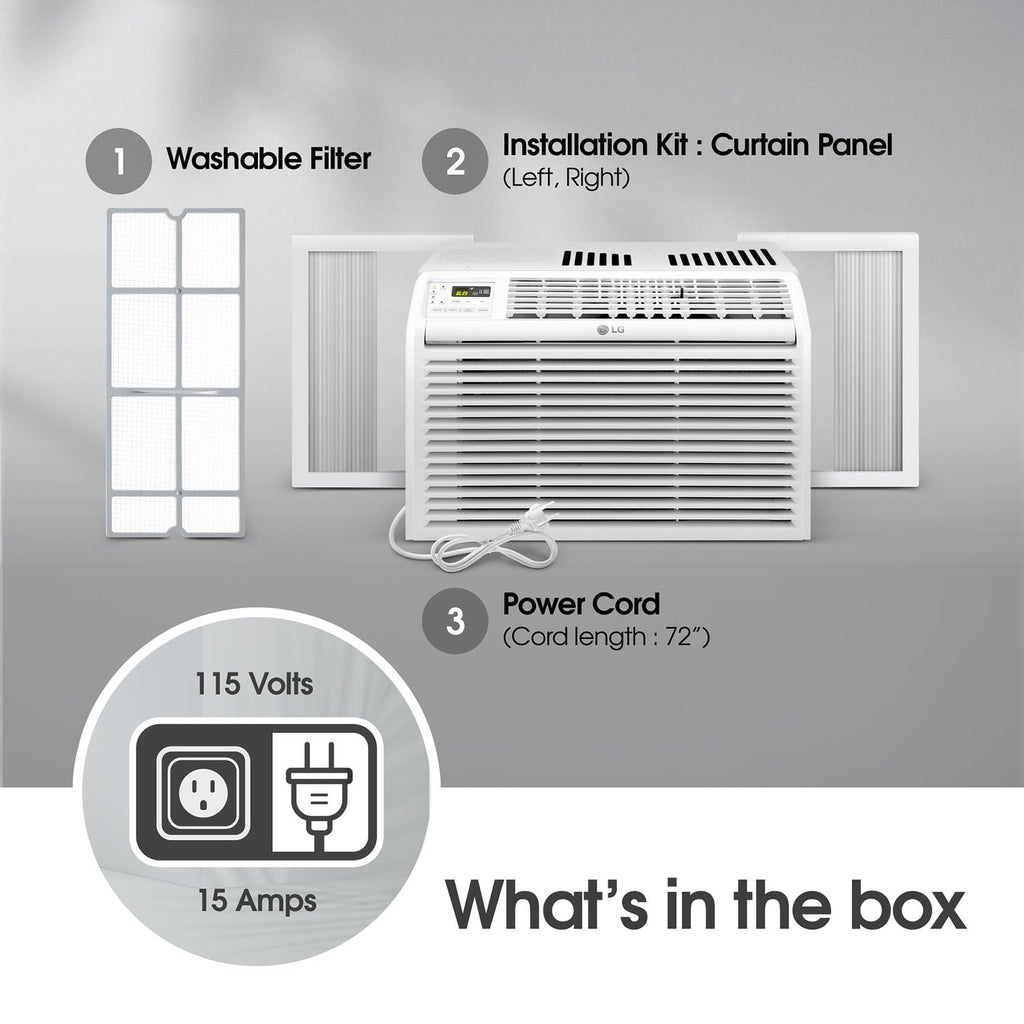 LG 6000 BTU Window Air Conditioner 115V - Quiet Operation With Remote 2 Cooling And Fan Speeds Cools 250 Sq Ft