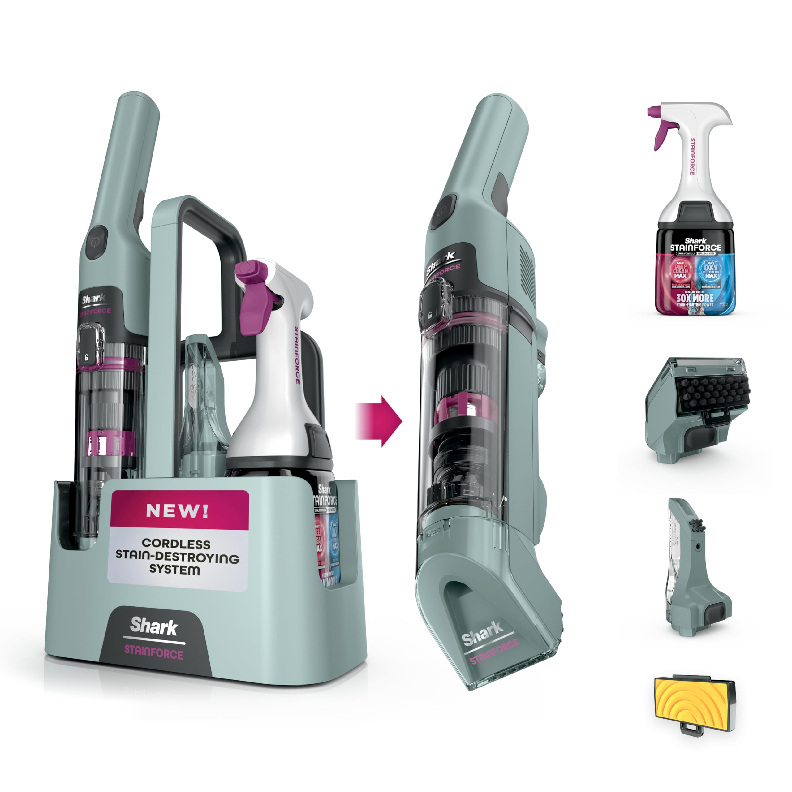 Shark StainForce Cordless Spot Cleaner Dual Activated Spray For Quick Stain Removal Anywhere