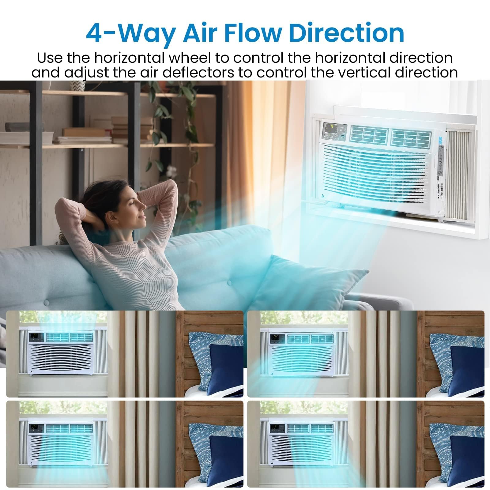 MERXENG 8000 BTU Window Air Conditioner - Energy Efficient Quiet Operation With Remote Control And WiFi Plus