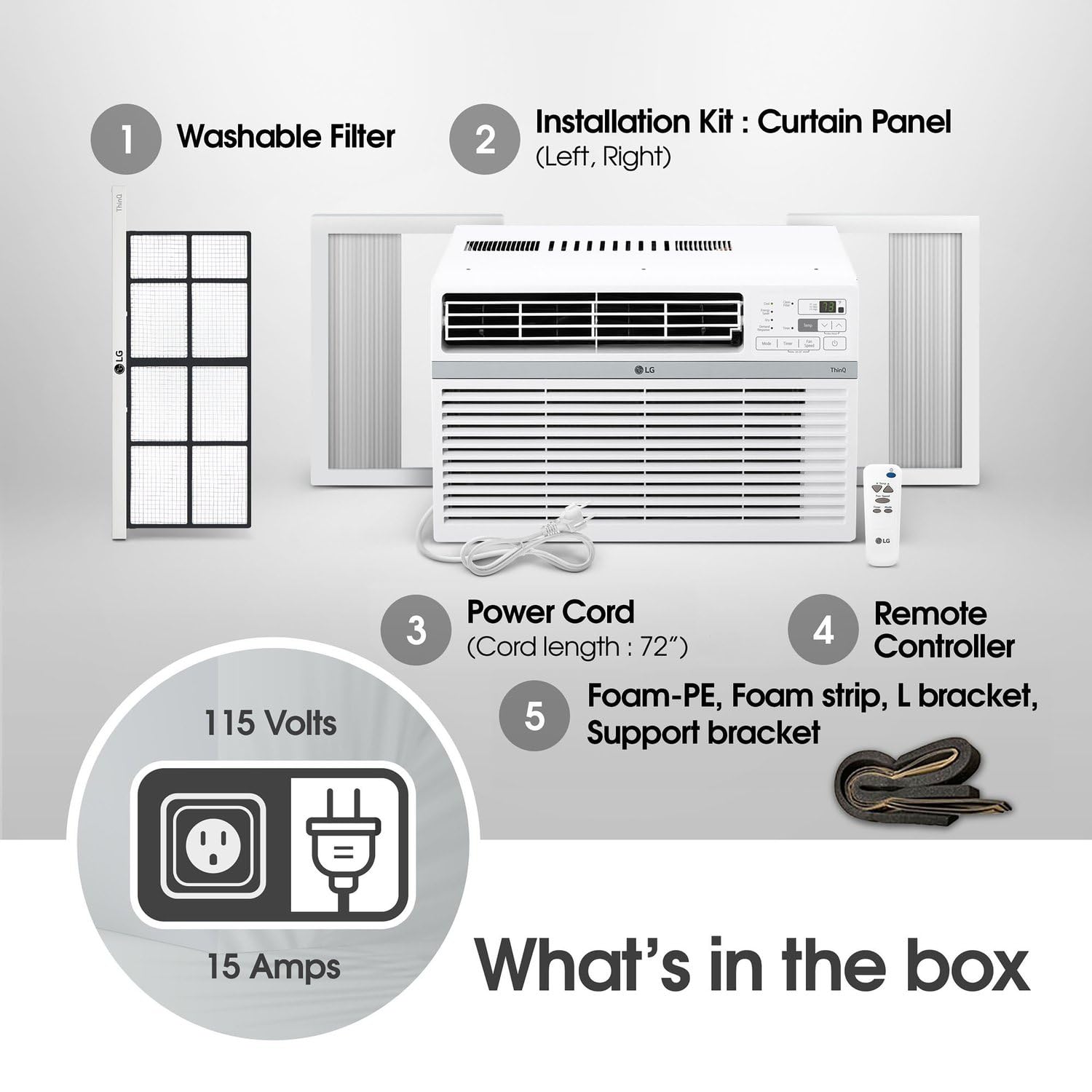 LG 8000 BTU Window Air Conditioner - Quiet 53 dB Operation With Remote And 3 Cooling Speeds