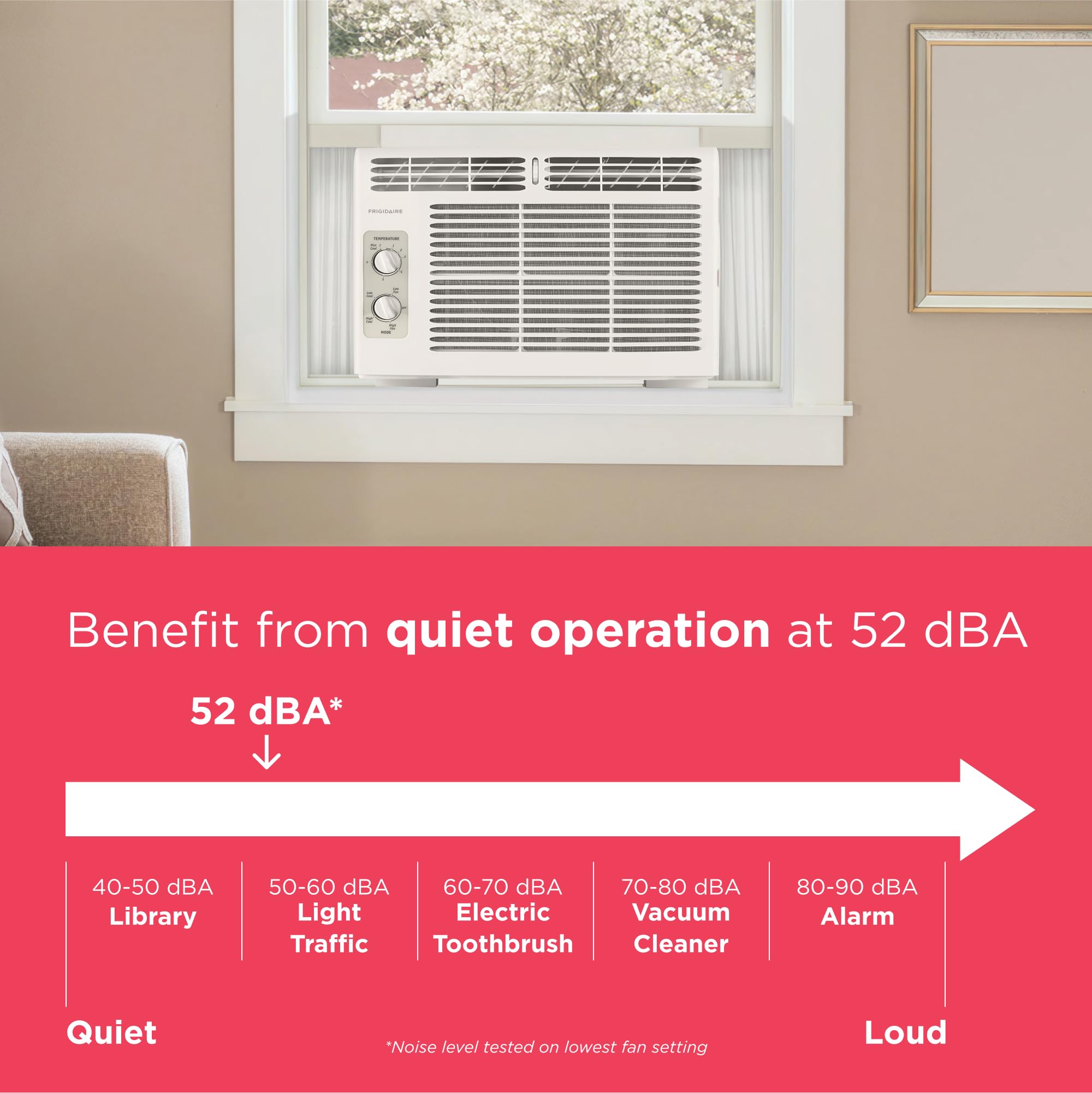 Frigidaire 5000 BTU Window Air Conditioner - Quiet Operation And Effortless Temperature Control For Up To 150 Sq Ft