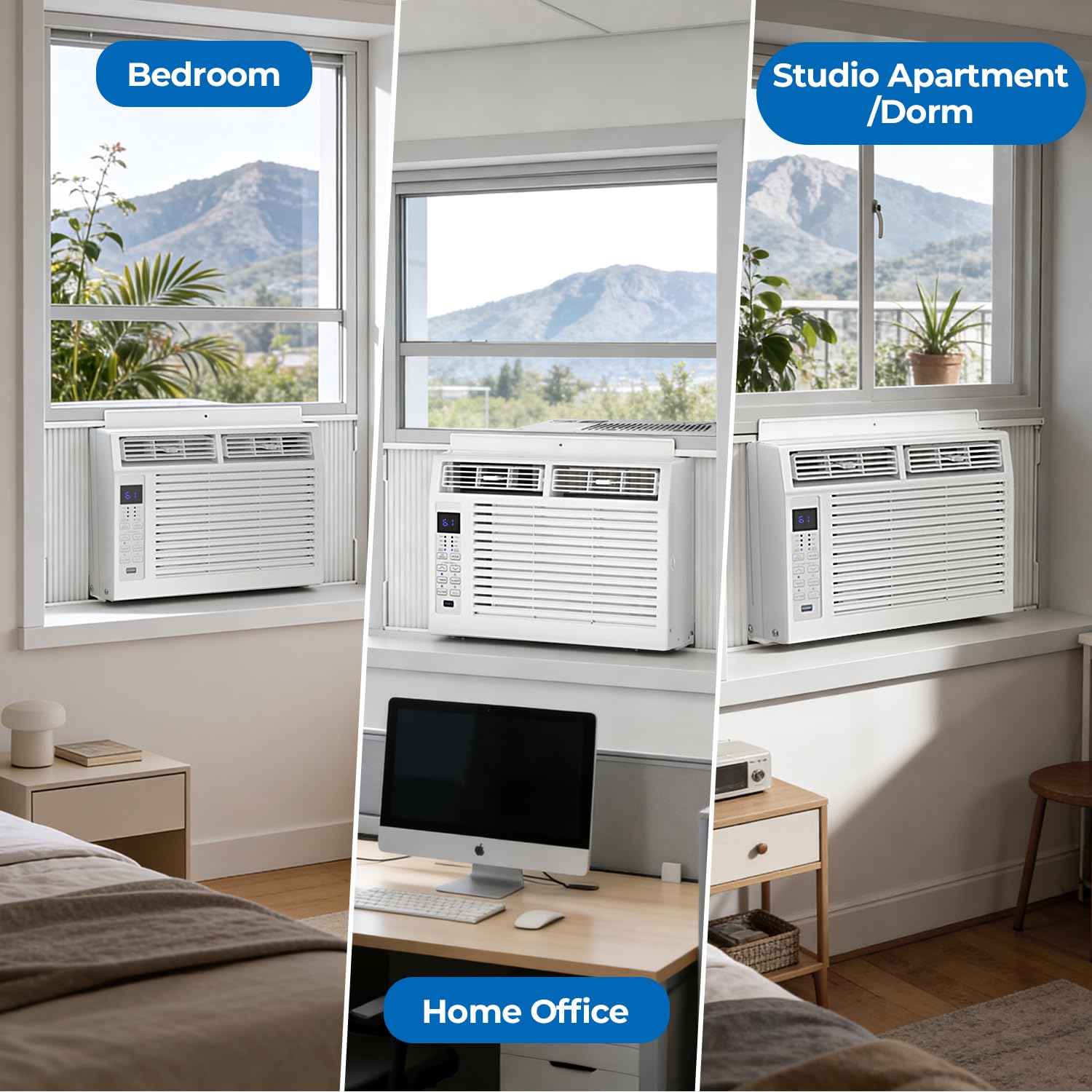 ZAFRO 6000 BTU Window AC 3 In 1 Dehumidifier For Bedroom Up To 250 Sq Ft Quiet Energy Saving With Remote - Fast Cooling