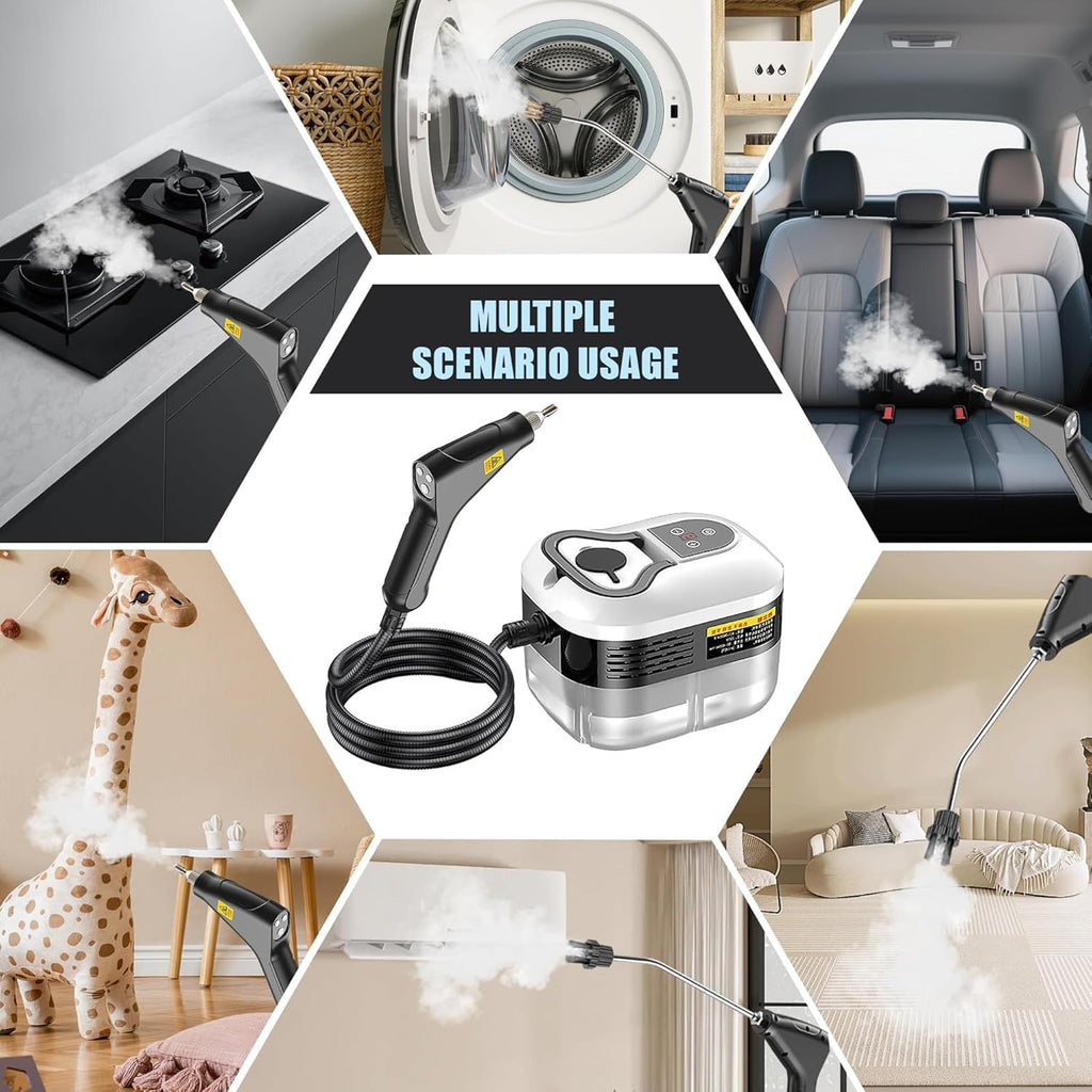 XUZIE Powerful 2500W Steam Cleaner Handheld - 15s Fast Heat Up, 6 Levels, Deep Cleaning for Floors, Kitchen, Bath, Car
