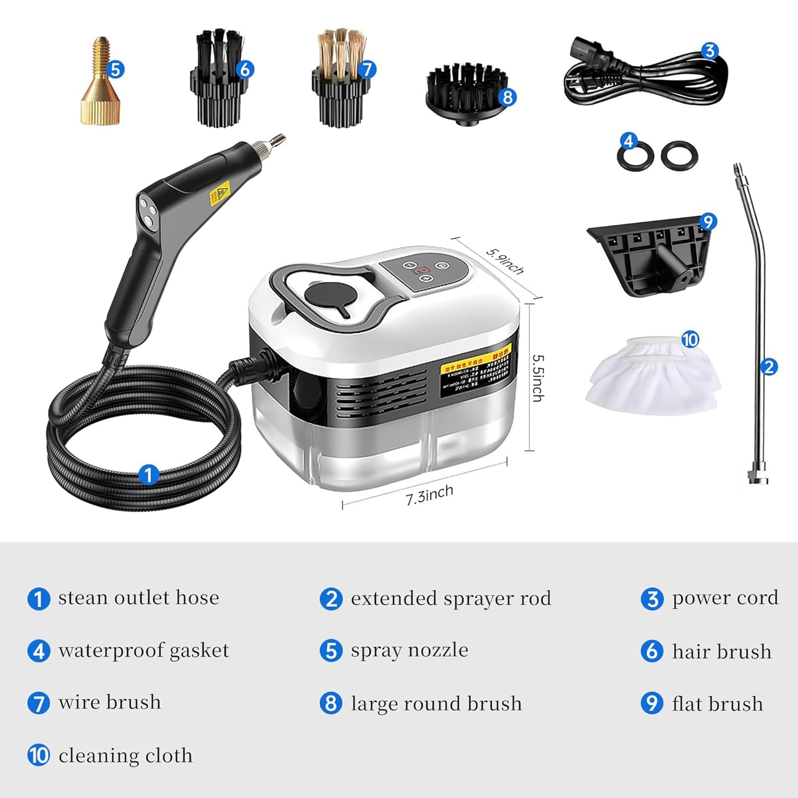 XUZIE Powerful 2500W Steam Cleaner Handheld - 15s Fast Heat Up, 6 Levels, Deep Cleaning for Floors, Kitchen, Bath, Car
