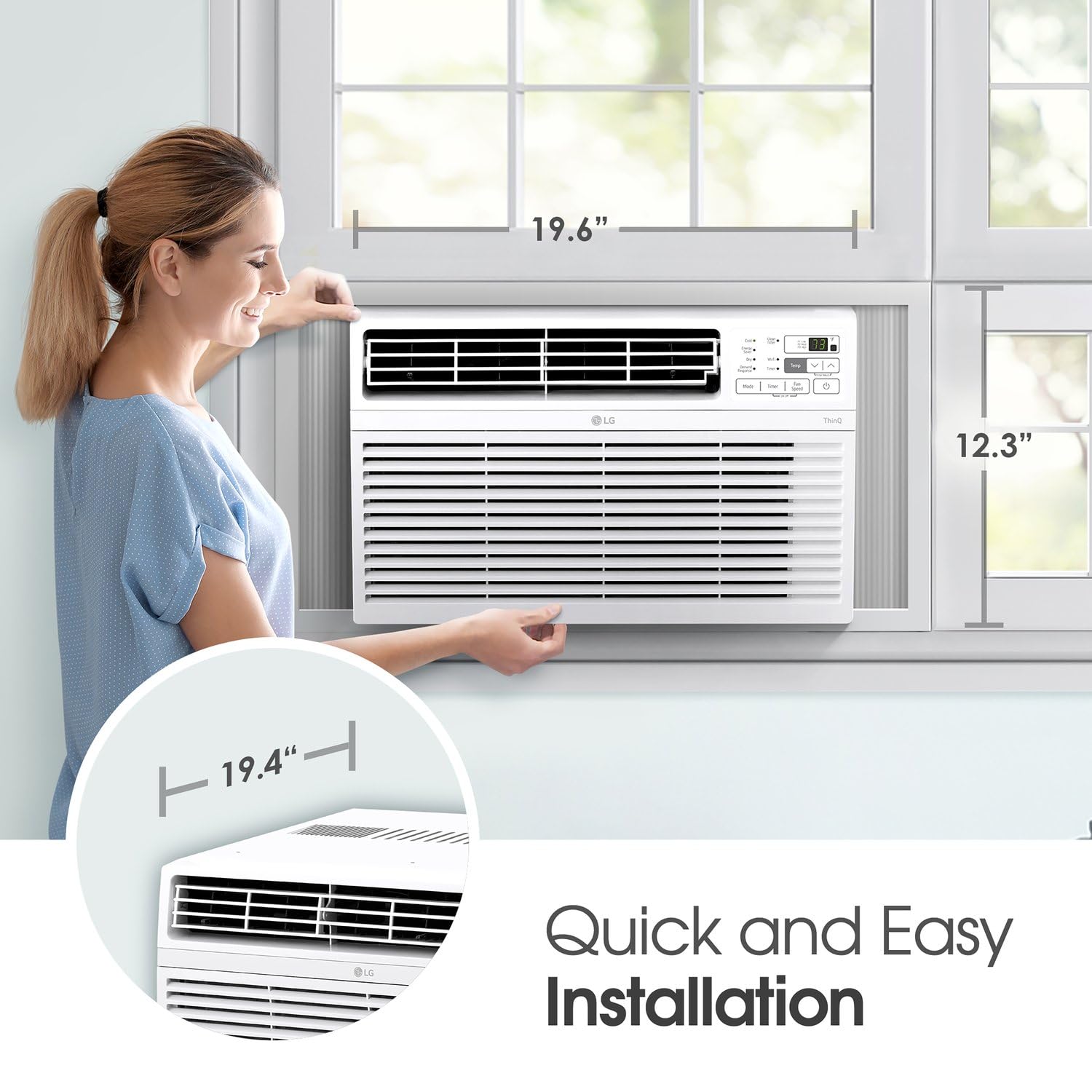 LG 8000 BTU Window Air Conditioner - Quiet 53 dB Operation With Remote And 3 Cooling Speeds