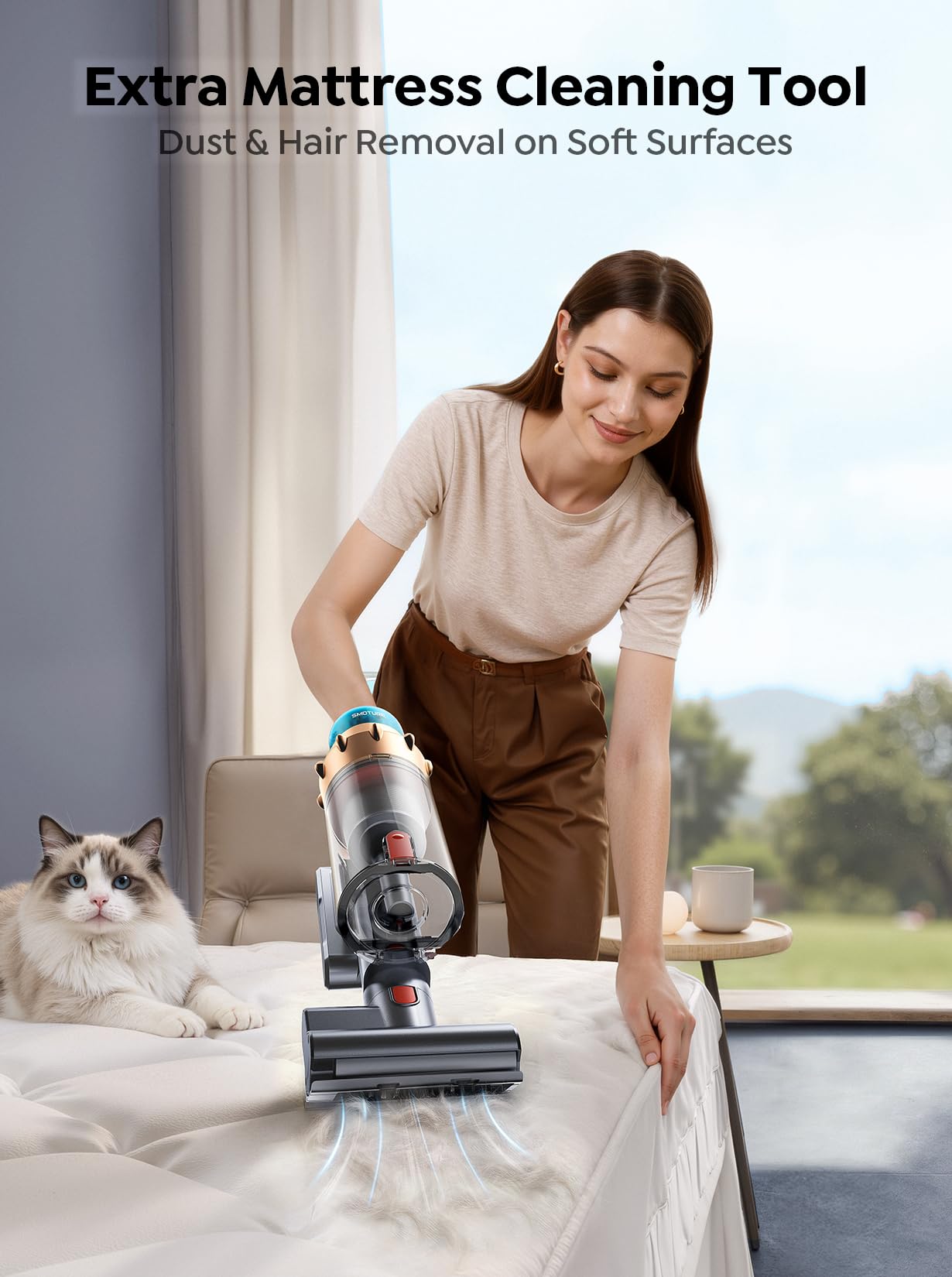 SMOTURE Cordless Vacuum Cleaner - 650W Brushless Motor With 55kPa Suction And 70 Minute Runtime