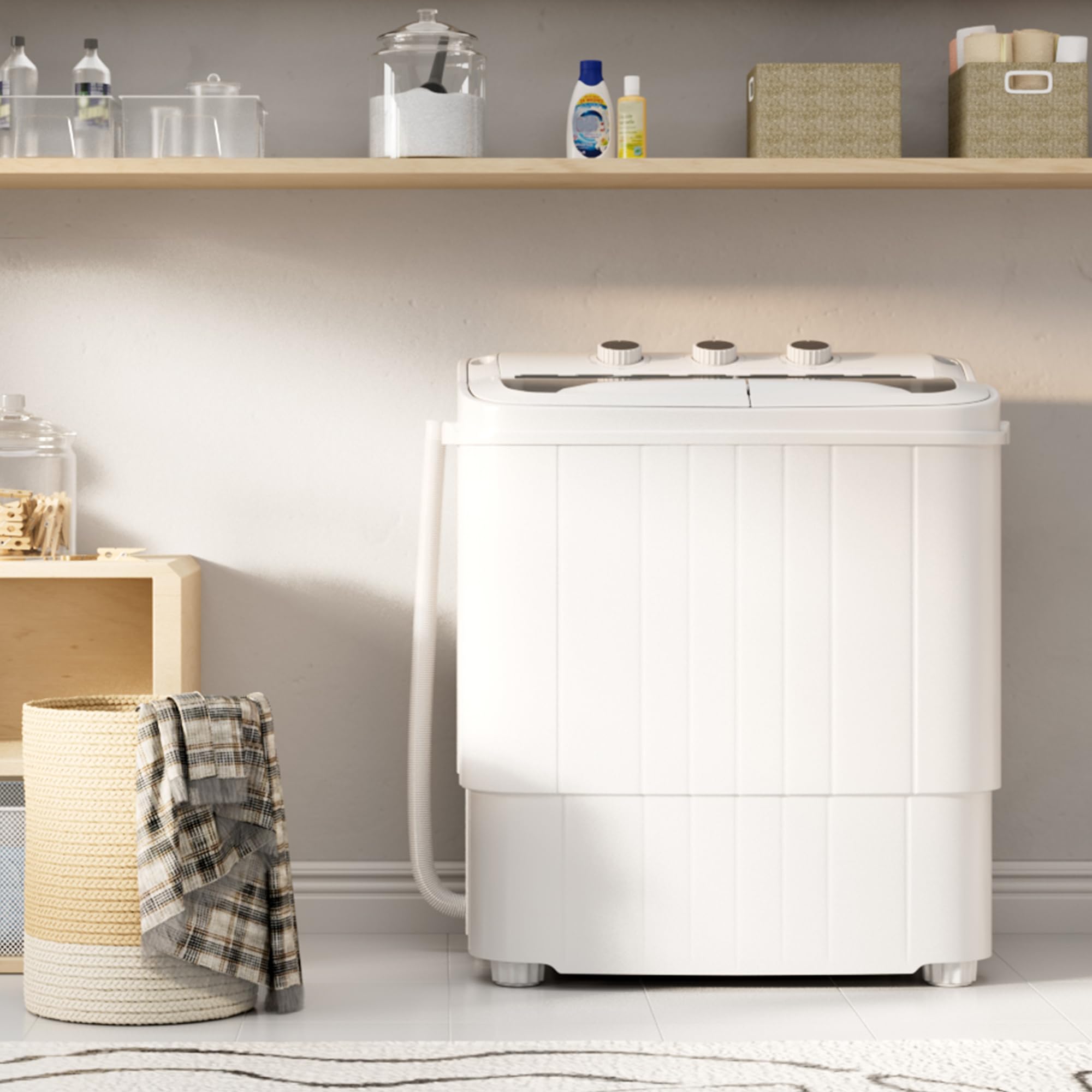SUNCROWN Portable Twin Tub Semi Automatic Washing Machine - Energy Saving Compact Laundry for Apartments and RVs