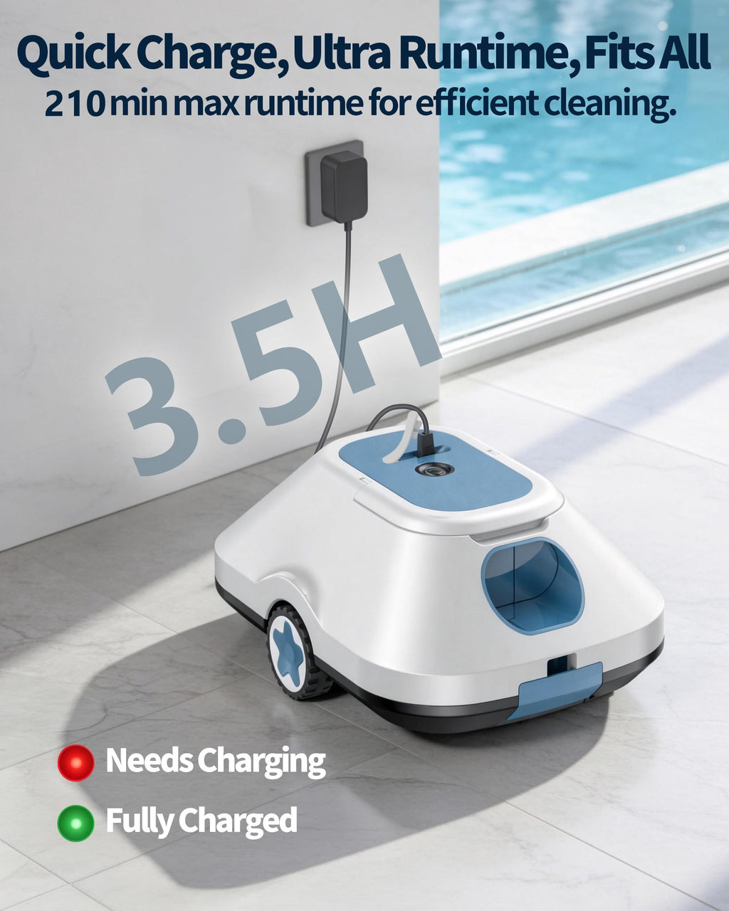 WITBOX 2026 Upgrade Cordless Robotic Pool Cleaner - 210 Minute Runtime For 2200 Sq Ft Coverage And Auto Parking