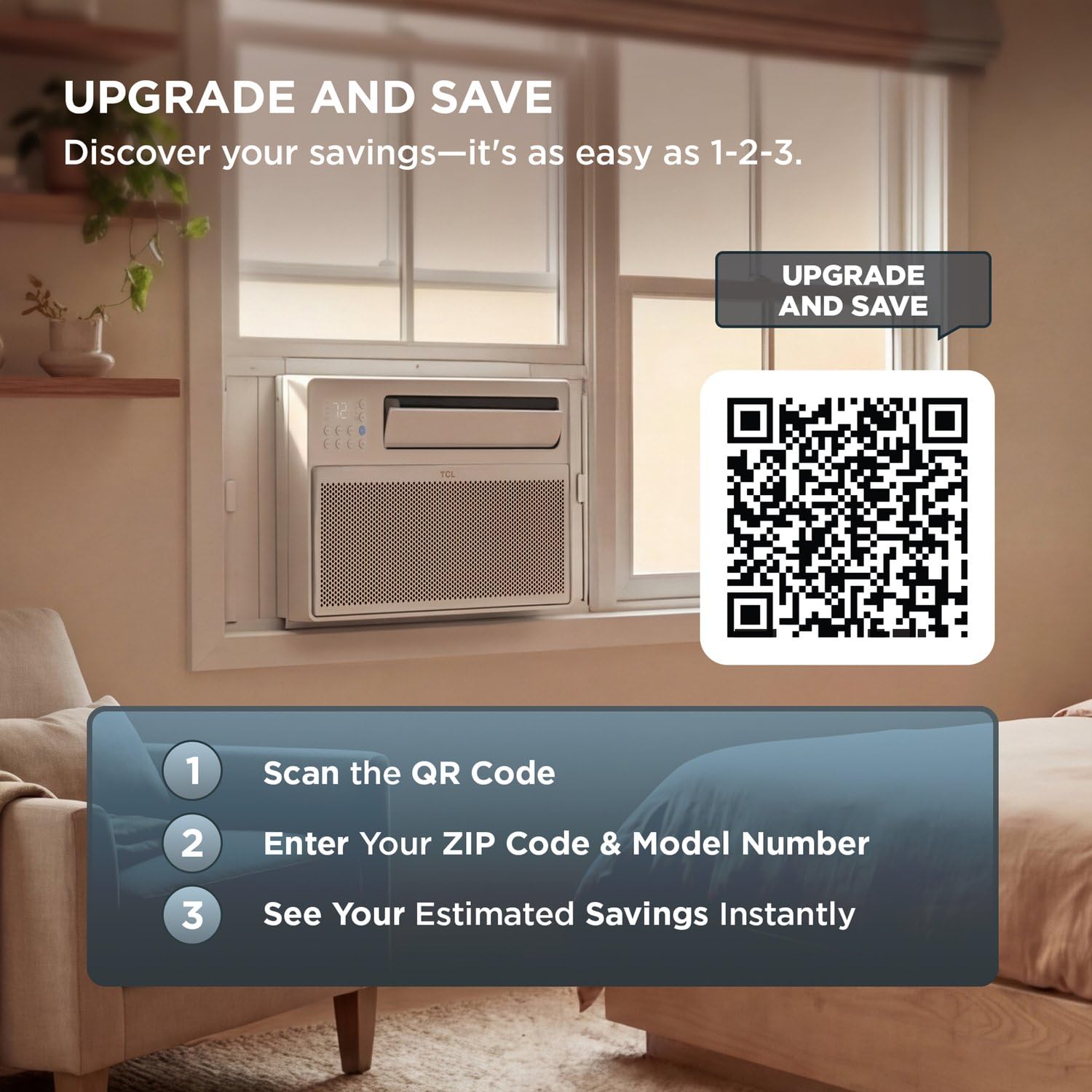TCL 8,000 BTU Q Series Smart Inverter Window AC - Ultra Quiet 40 Decibel Works With Alexa And Google Assistant