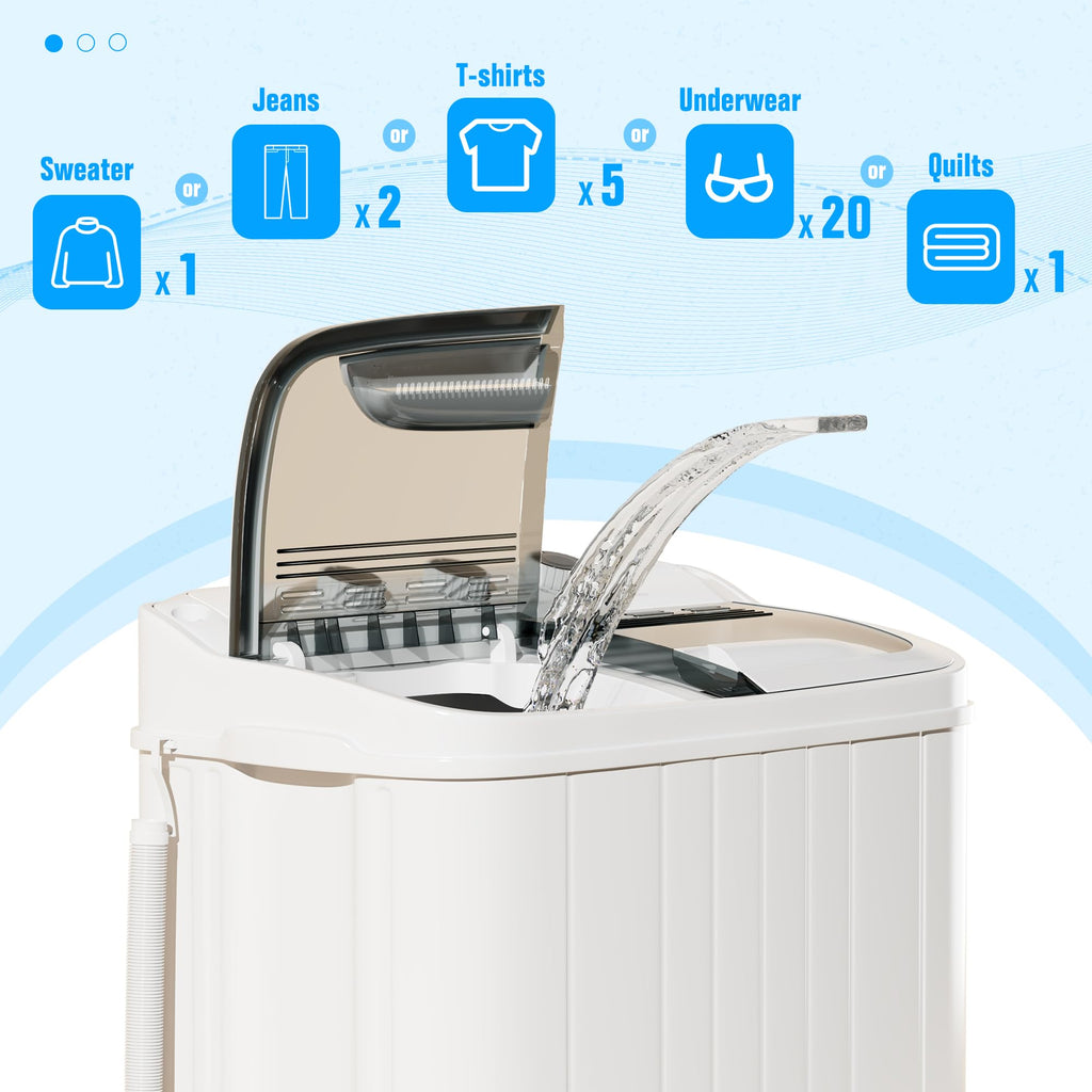 SUNCROWN Portable Twin Tub Semi Automatic Washing Machine - Energy Saving Compact Laundry for Apartments and RVs