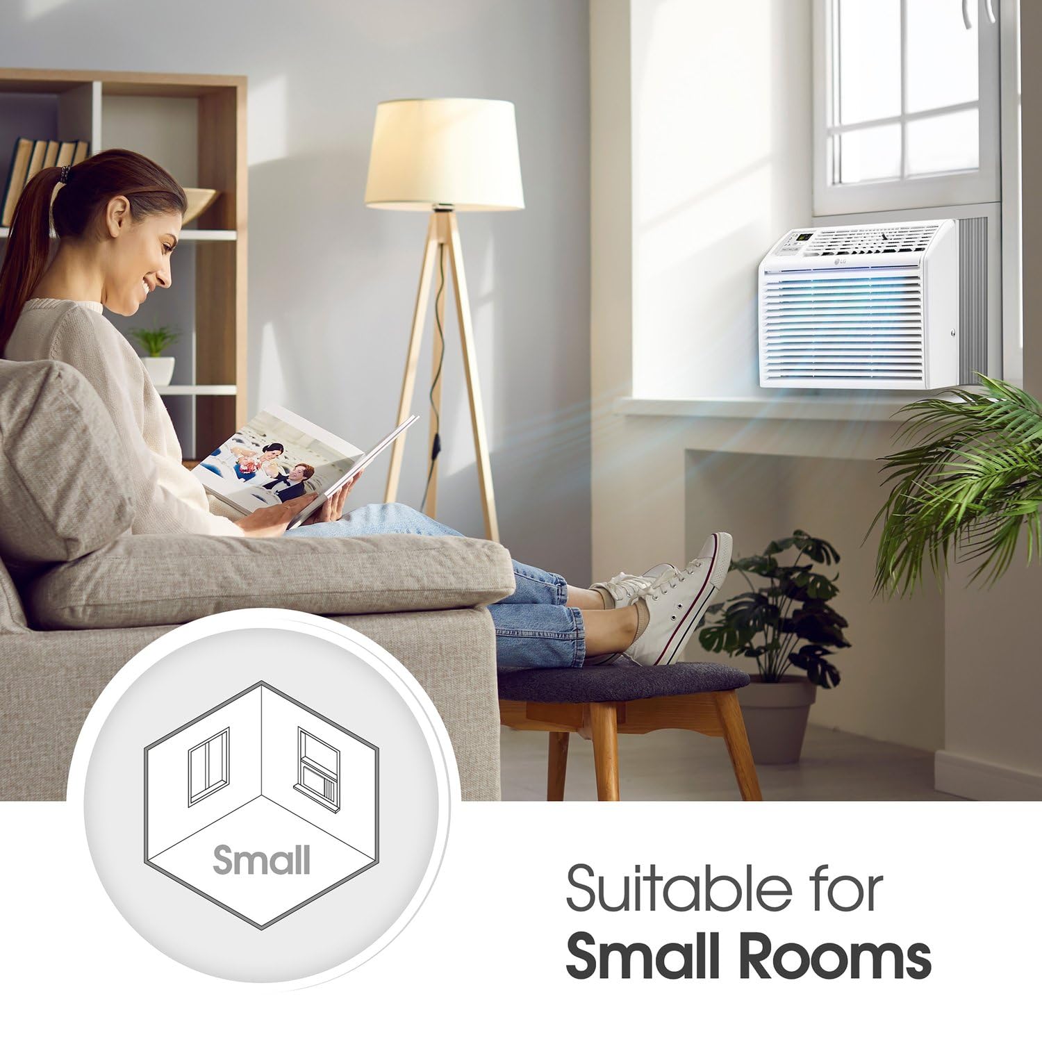LG 6000 BTU Window Air Conditioner 115V - Quiet Operation With Remote 2 Cooling And Fan Speeds Cools 250 Sq Ft