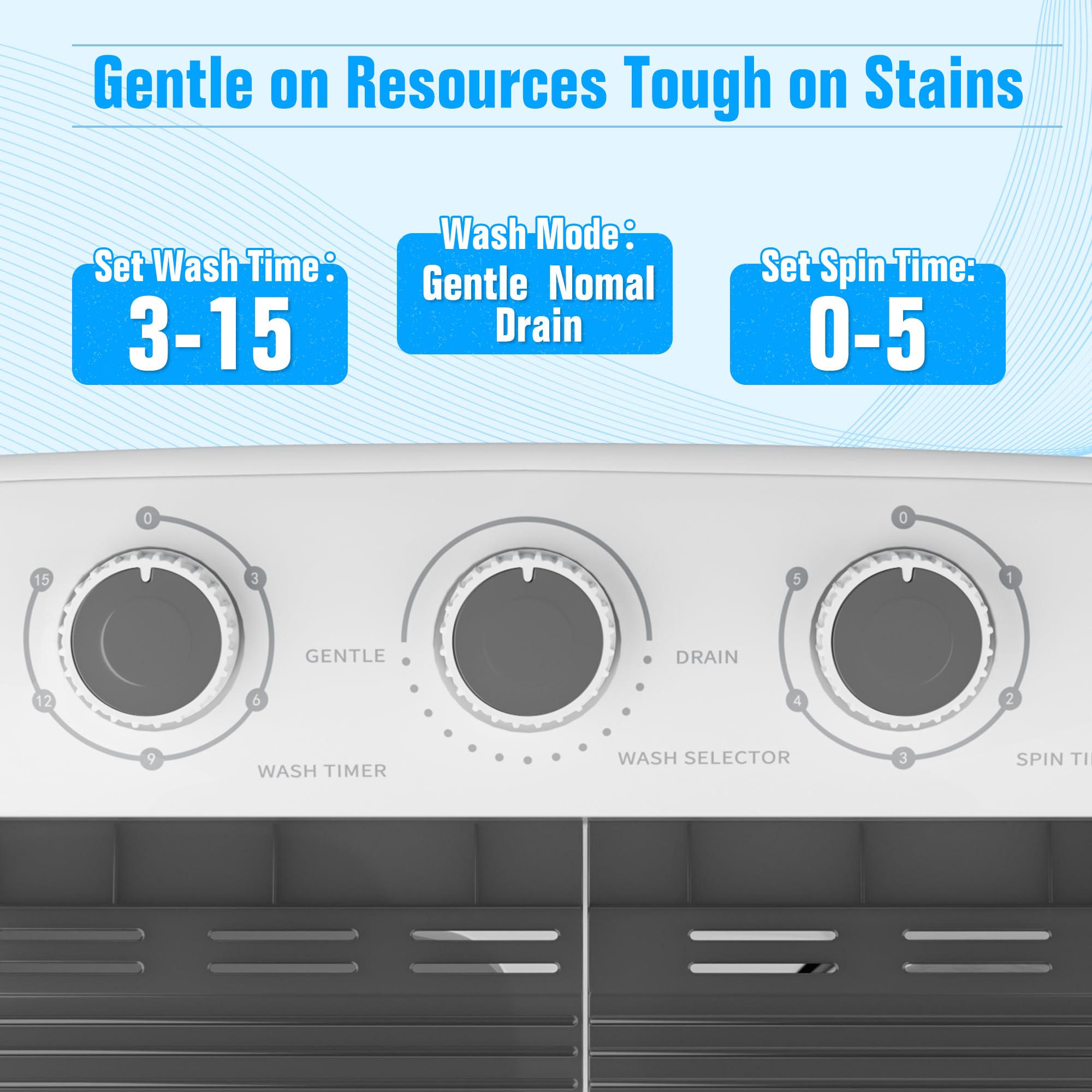 SUNCROWN Portable Twin Tub Semi Automatic Washing Machine - Energy Saving Compact Laundry for Apartments and RVs
