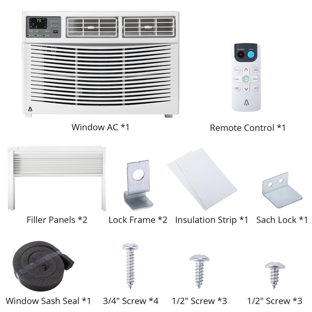 MERXENG 8000 BTU Window Air Conditioner - Energy Efficient Quiet Operation With Remote Control And WiFi Plus