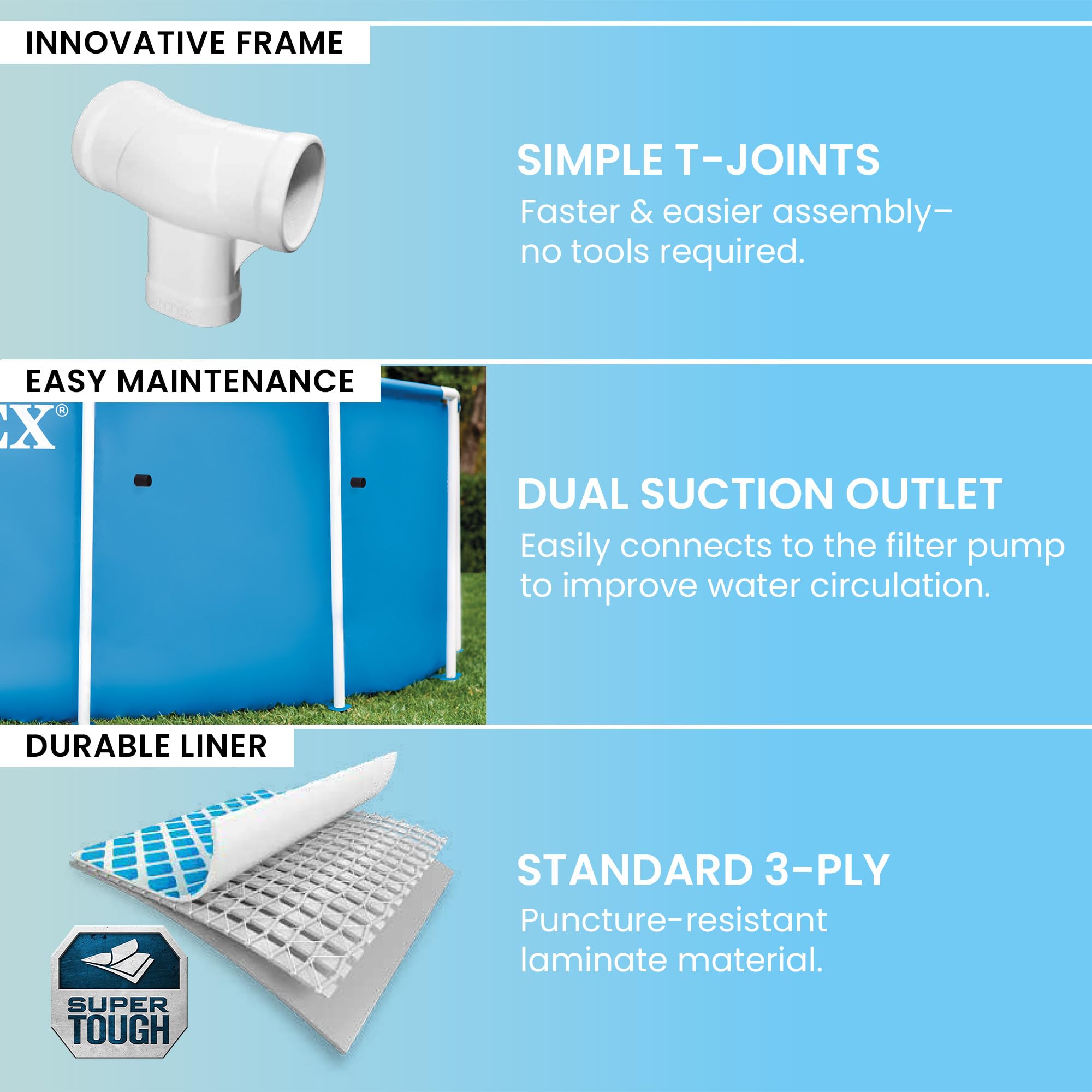 Intex Metal Frame Pool Set 12ft x 30in - Easy to Assemble Above Ground Pool With 530 GPH Pump