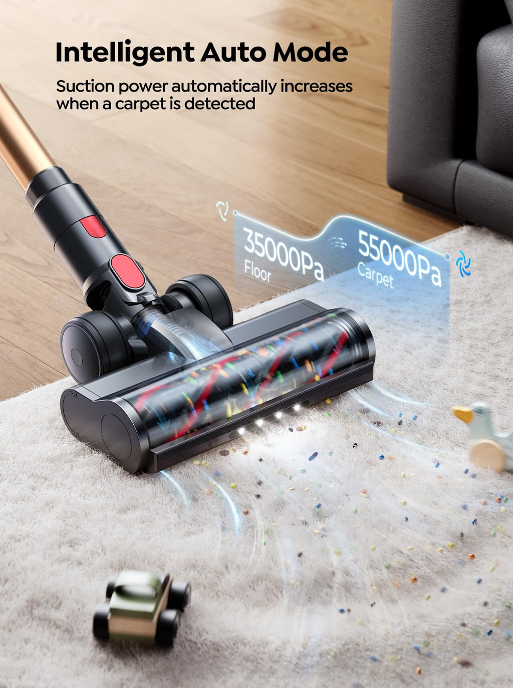 SMOTURE Cordless Vacuum Cleaner - 650W Brushless Motor With 55kPa Suction And 70 Minute Runtime