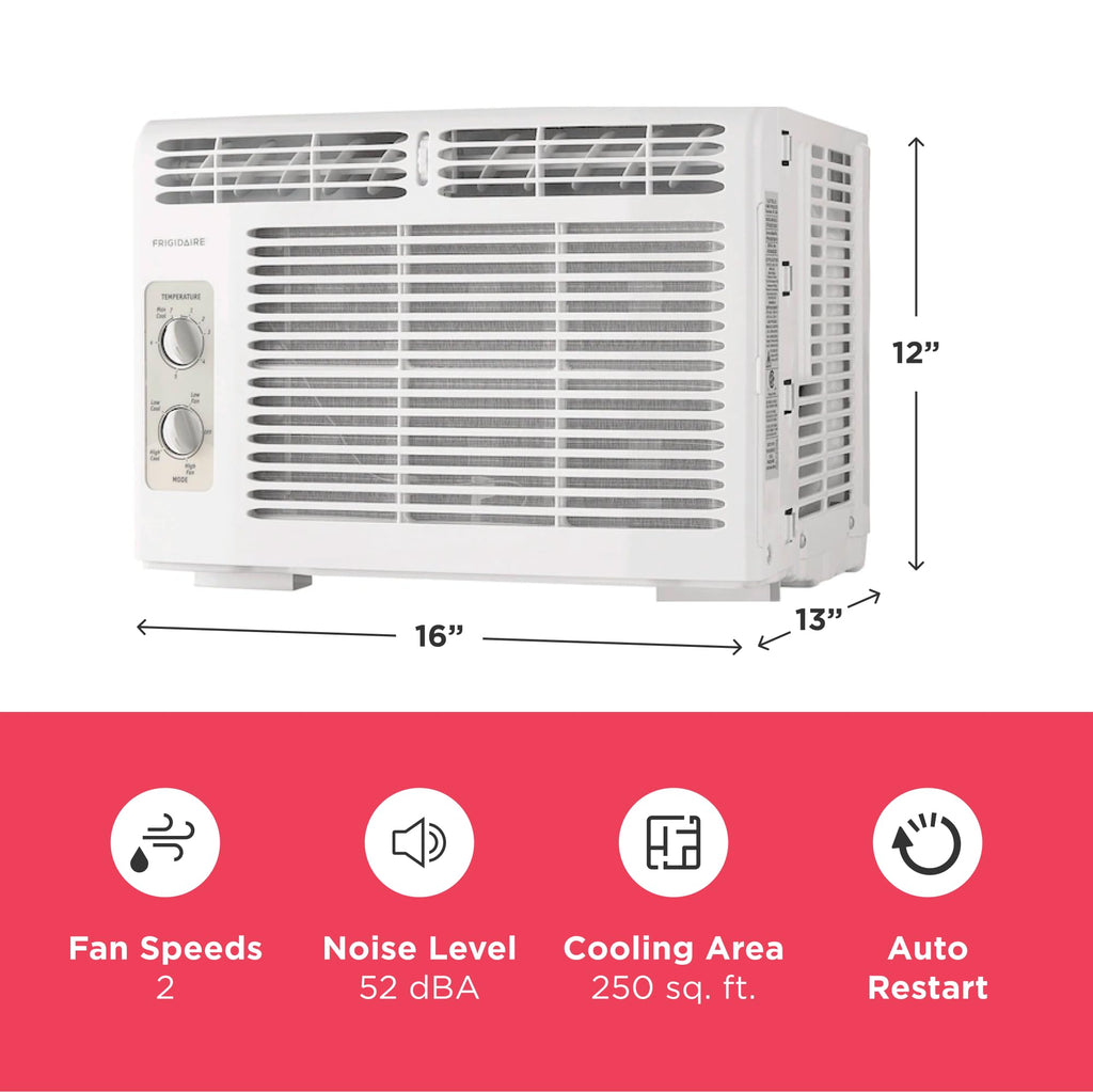 Frigidaire 5000 BTU Window Air Conditioner - Quiet Operation And Effortless Temperature Control For Up To 150 Sq Ft