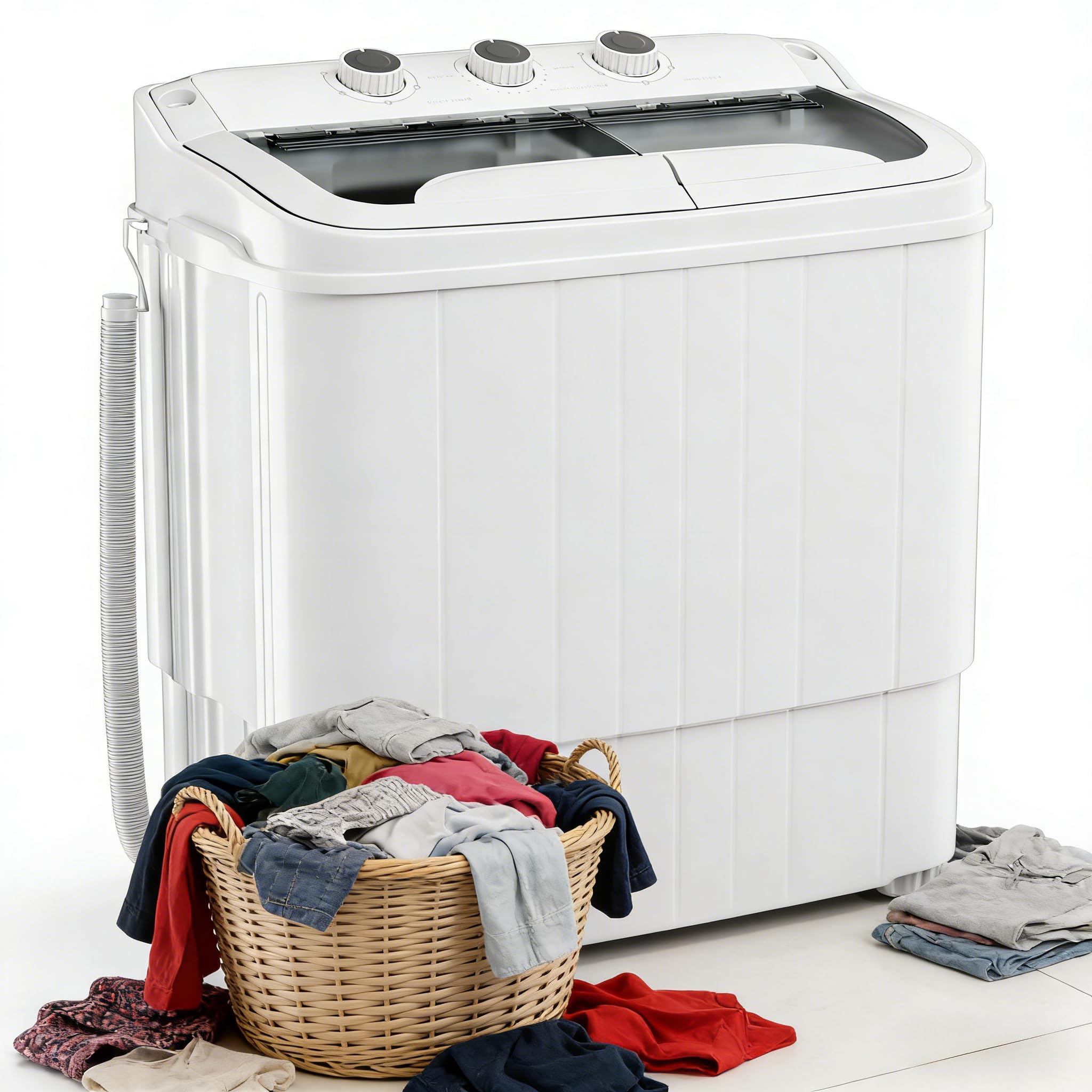 SUNCROWN Portable Twin Tub Semi Automatic Washing Machine - Energy Saving Compact Laundry for Apartments and RVs