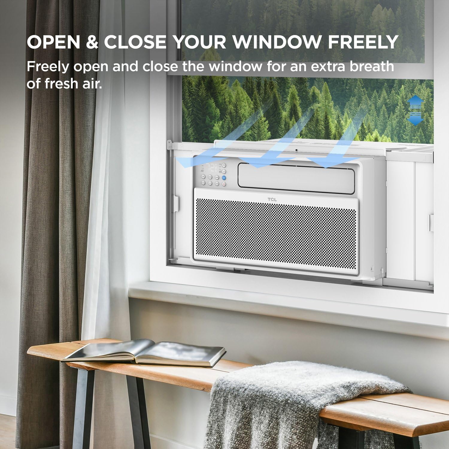 TCL 8,000 BTU Q Series Smart Inverter Window AC - Ultra Quiet 40 Decibel Works With Alexa And Google Assistant