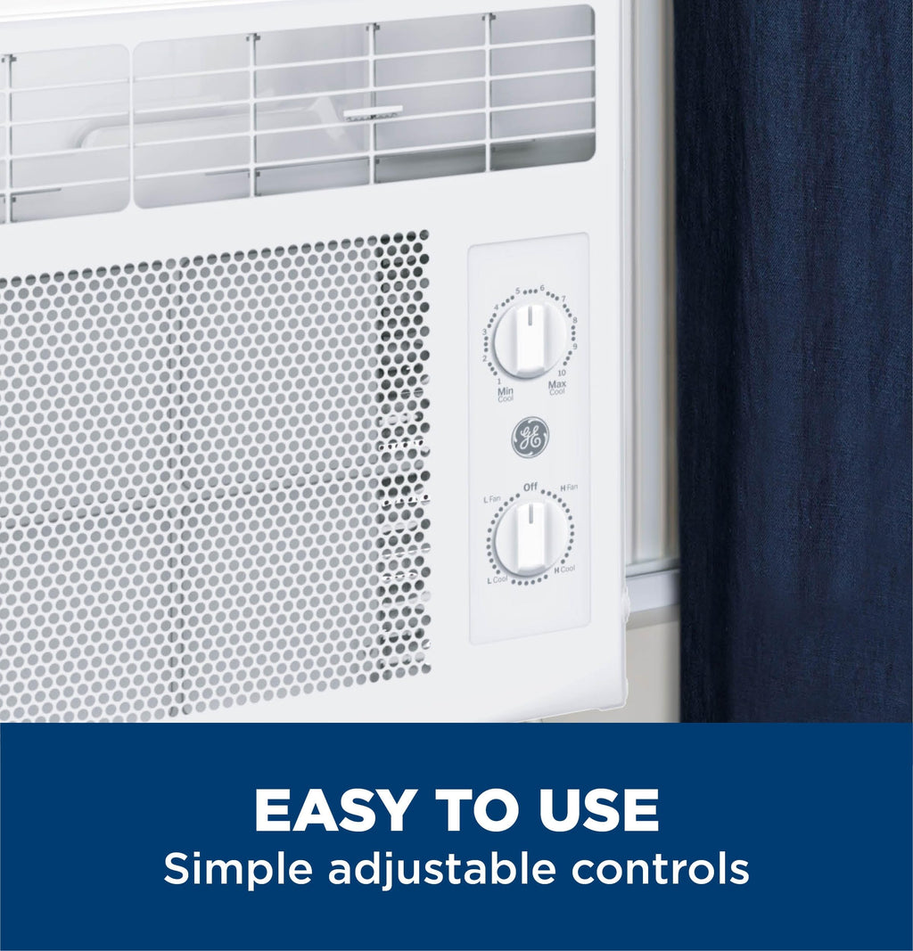 GE Window Air Conditioner Unit 5000 BTU For Small Rooms Up To 150 Sq Ft - Quiet Operation And Easy Install Kit