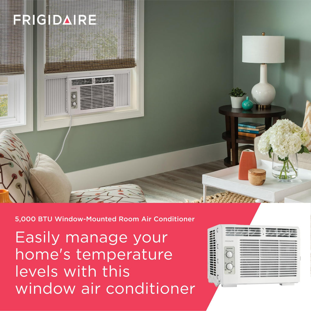 Frigidaire 5000 BTU Window Air Conditioner - Quiet Operation And Effortless Temperature Control For Up To 150 Sq Ft