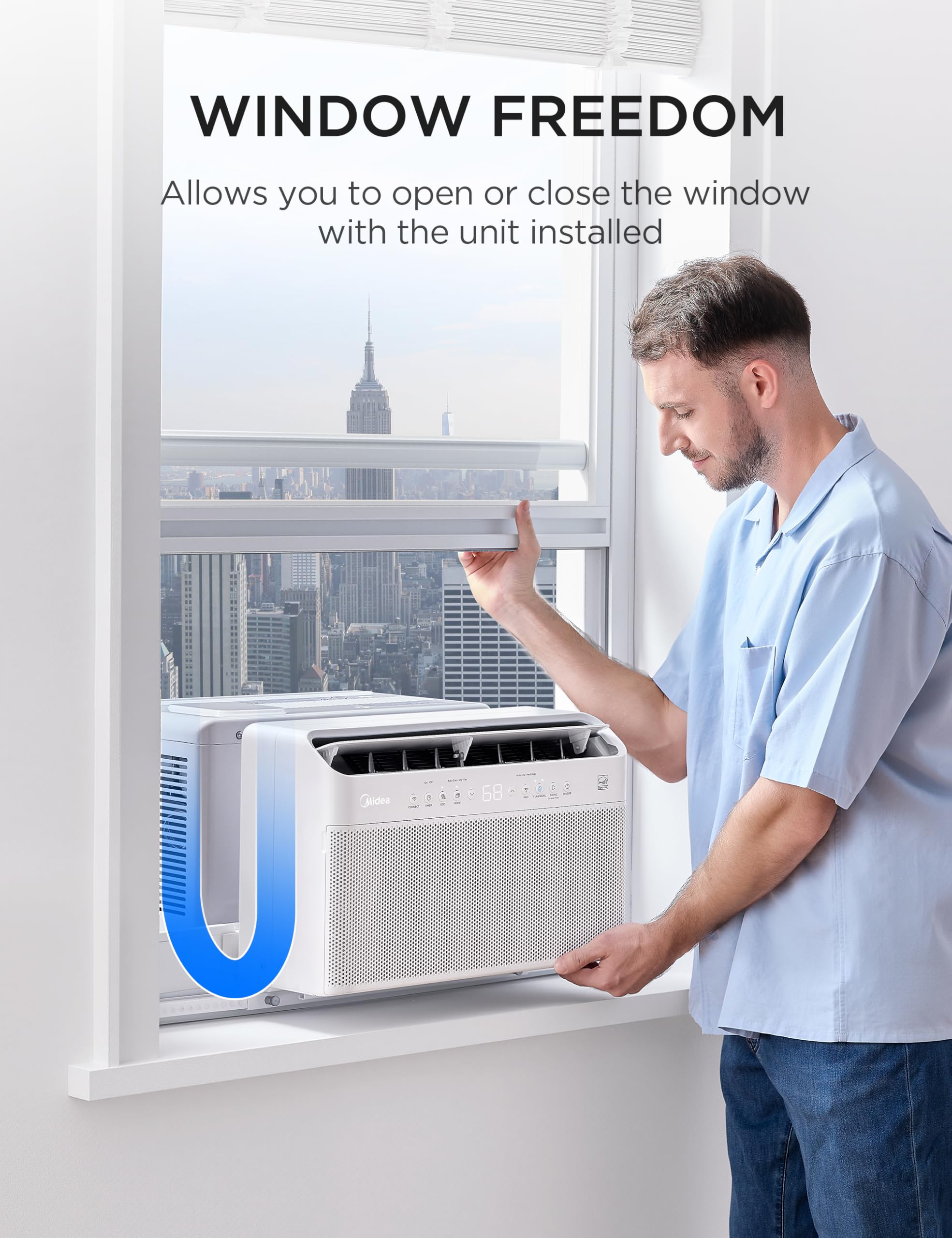 Midea U Smart Inverter Window AC 12,000 BTU - Ultra Quiet U Shaped Design Alexa Google Assistant Compatible