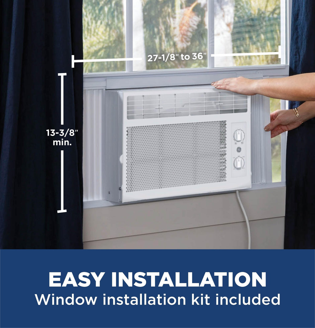 GE Window Air Conditioner Unit 5000 BTU For Small Rooms Up To 150 Sq Ft - Quiet Operation And Easy Install Kit