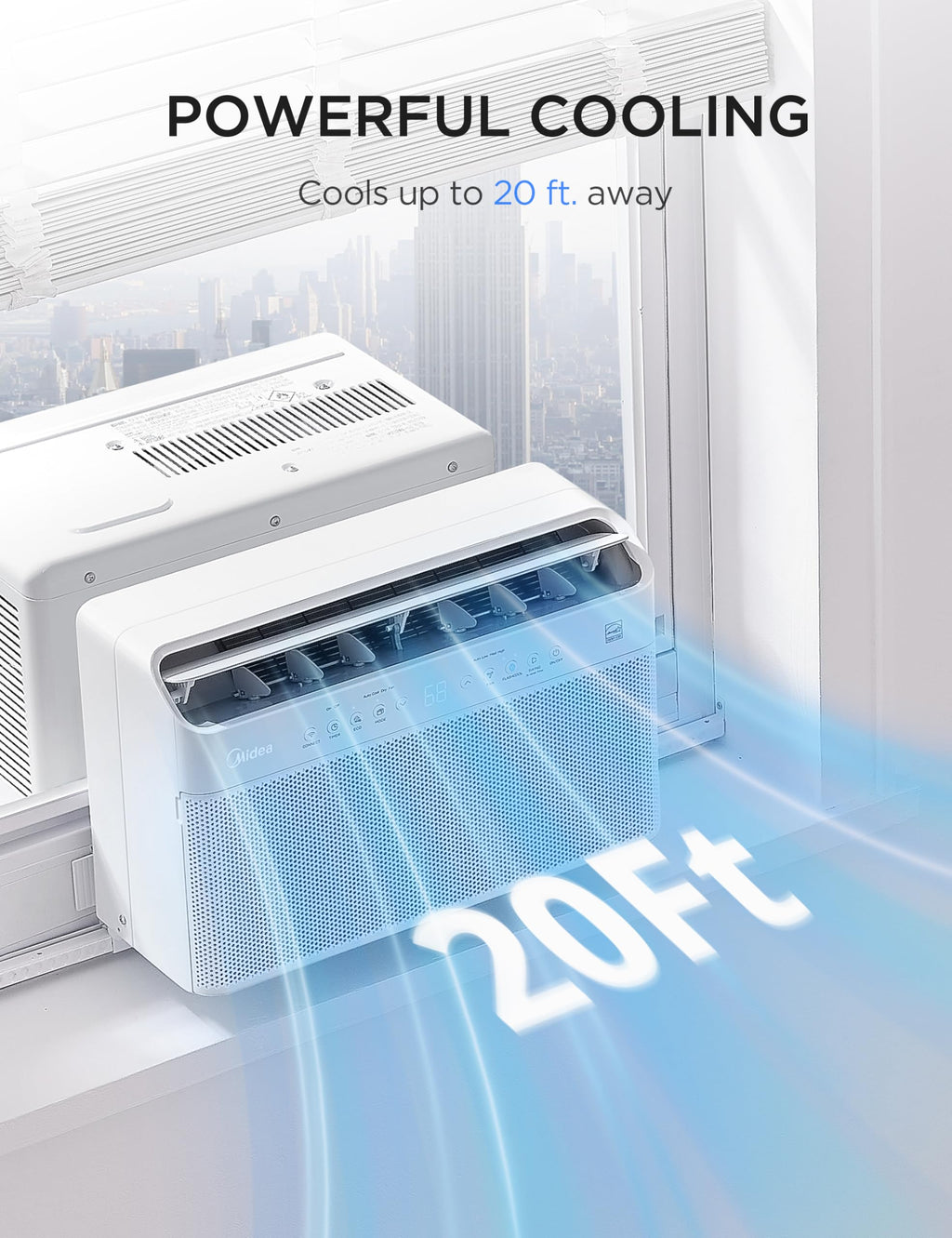 Midea U Smart Inverter Window AC 12,000 BTU - Ultra Quiet U Shaped Design Alexa Google Assistant Compatible