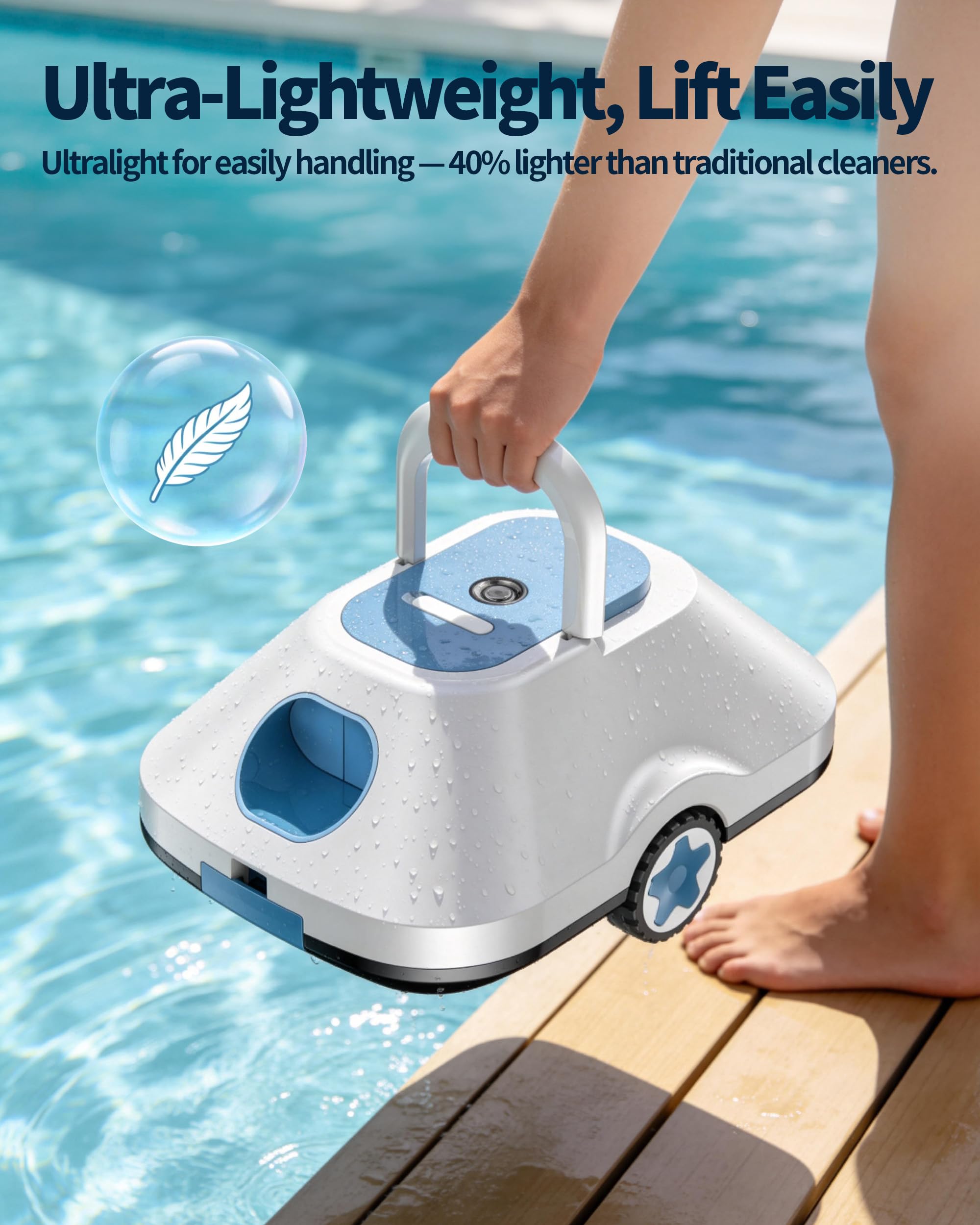 WITBOX 2026 Upgrade Cordless Robotic Pool Cleaner - 210 Minute Runtime For 2200 Sq Ft Coverage And Auto Parking