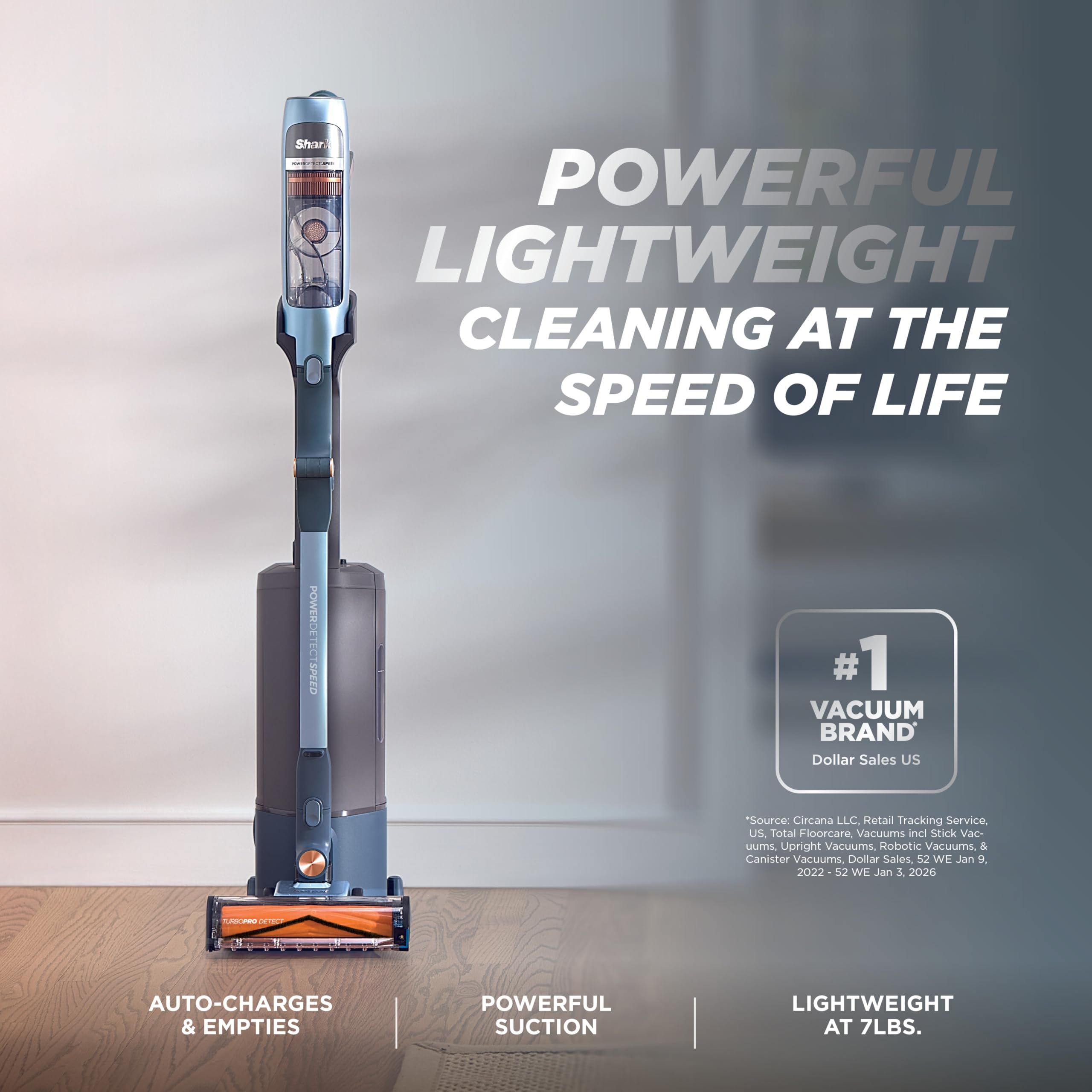 Shark PowerDetect Speed Clean And Empty Vacuum - Auto Empty Cordless Lightweight For Carpet And Hard Floors