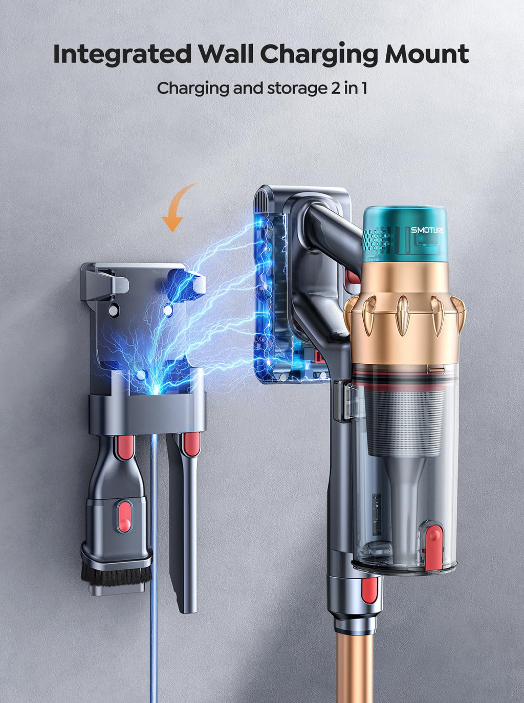 SMOTURE Cordless Vacuum Cleaner - 650W Brushless Motor With 55kPa Suction And 70 Minute Runtime
