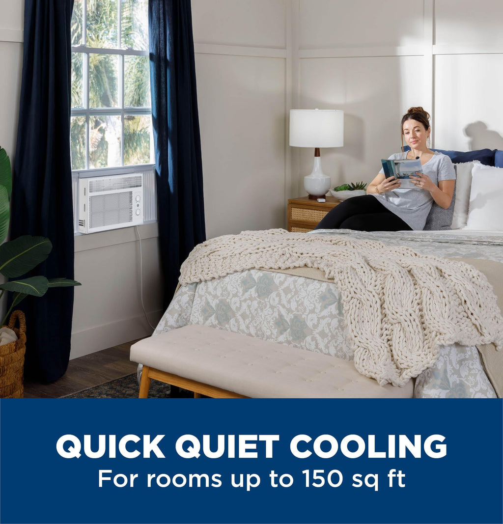 GE Window Air Conditioner Unit 5000 BTU For Small Rooms Up To 150 Sq Ft - Quiet Operation And Easy Install Kit