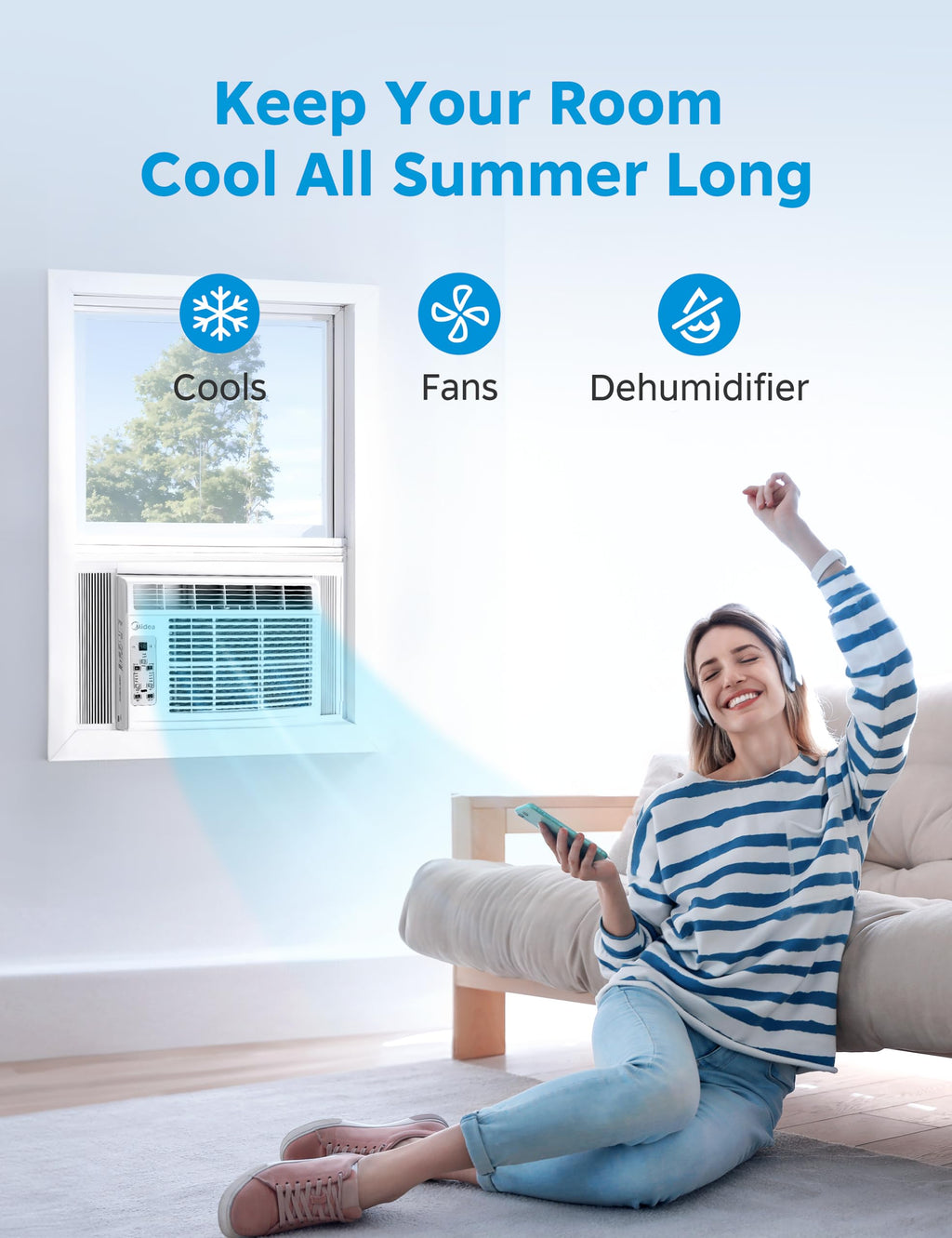Midea EasyCool 5000 BTU Window Air Conditioner - Cools Rooms Up To 150 Sq Ft With Reusable Filter And Remote