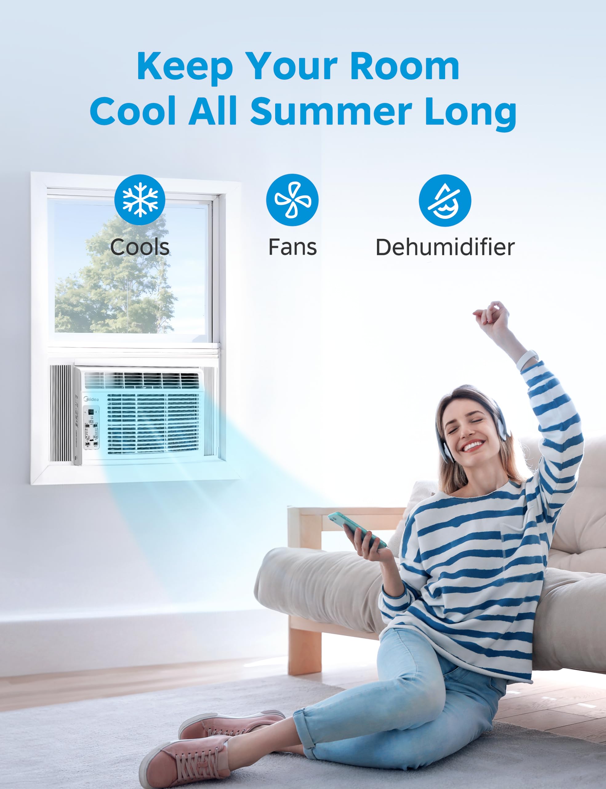 Midea EasyCool 5000 BTU Window Air Conditioner - Cools Rooms Up To 150 Sq Ft With Reusable Filter And Remote