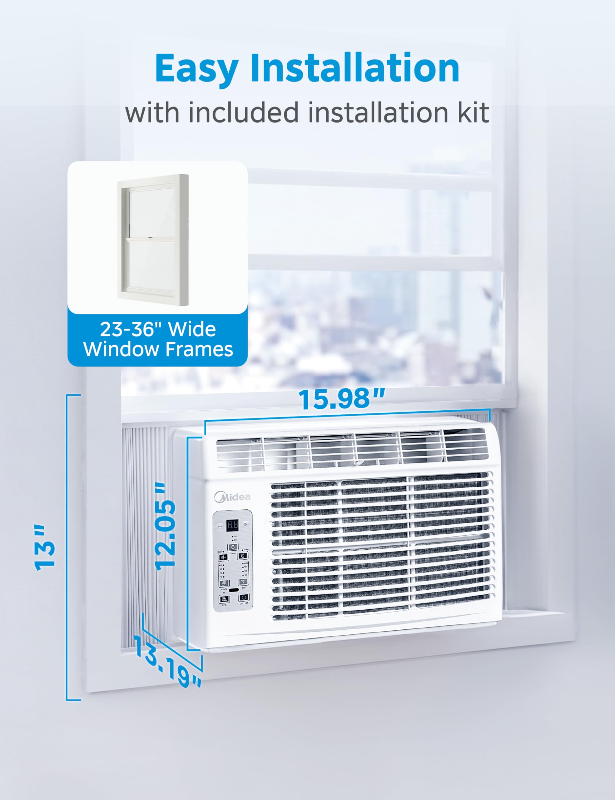 Midea EasyCool 5000 BTU Window Air Conditioner - Cools Rooms Up To 150 Sq Ft With Reusable Filter And Remote