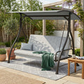 Malay Riviera 3 Seater Combo Swingbed - Transforms Into Cozy Bed With Durable Shade Canopy For Outdoor Relaxation