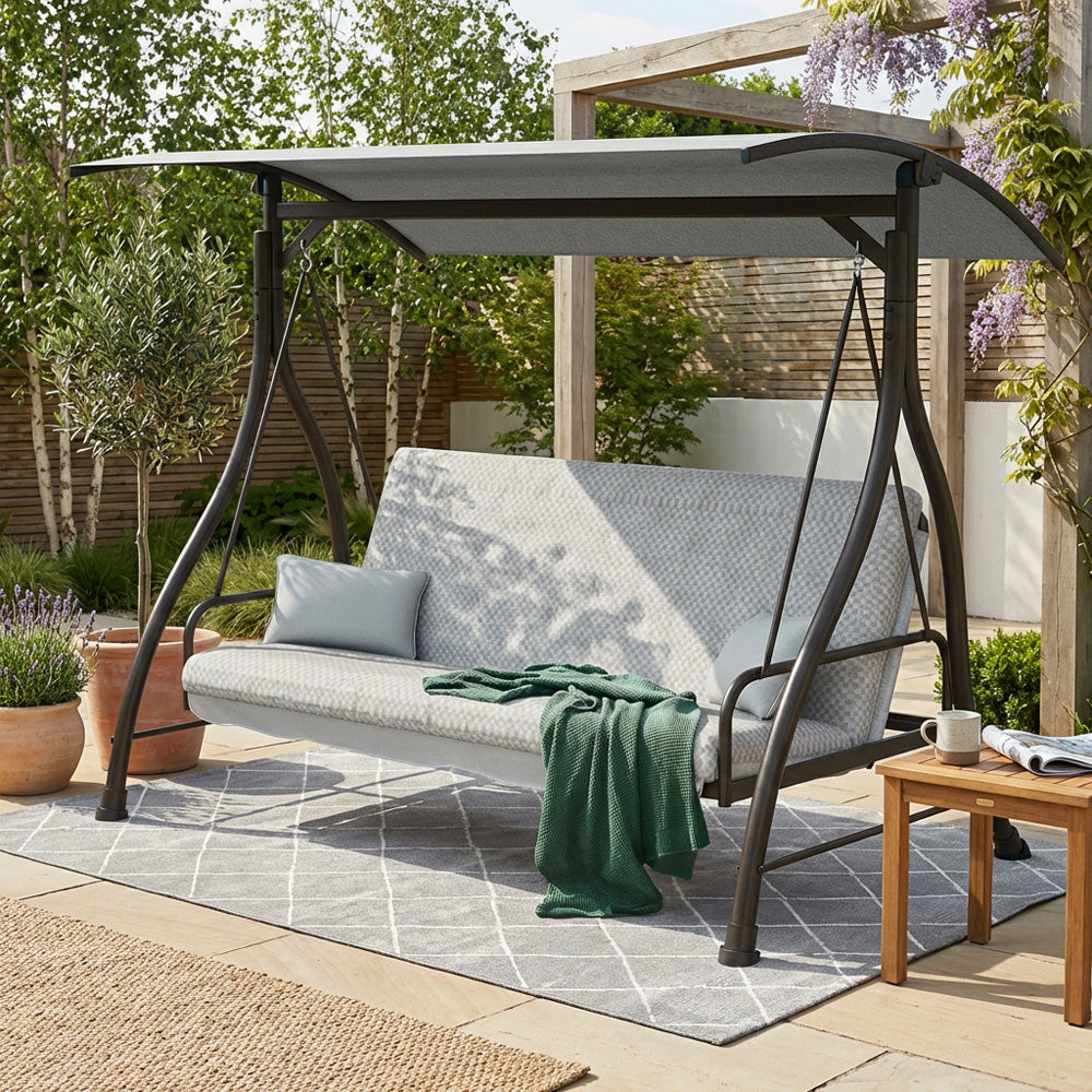 Malay Riviera 3 Seater Combo Swingbed - Transforms Into Cozy Bed With Durable Shade Canopy For Outdoor Relaxation