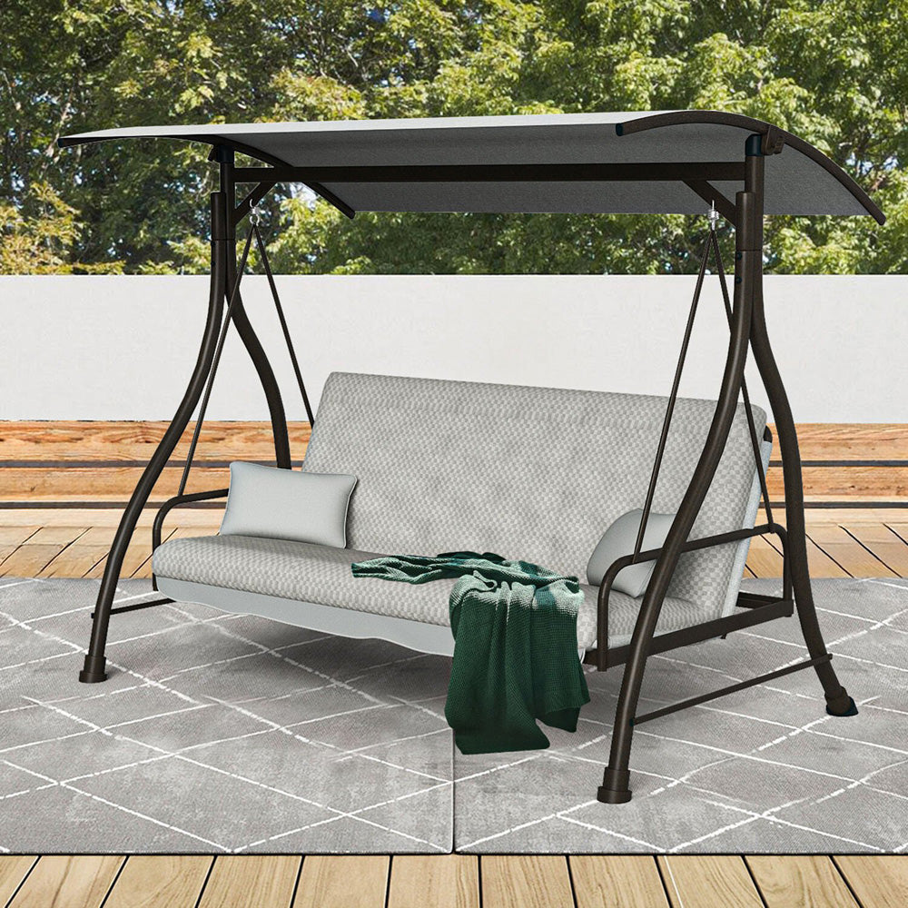 Malay Riviera 3 Seater Combo Swingbed - Transforms Into Cozy Bed With Durable Shade Canopy For Outdoor Relaxation