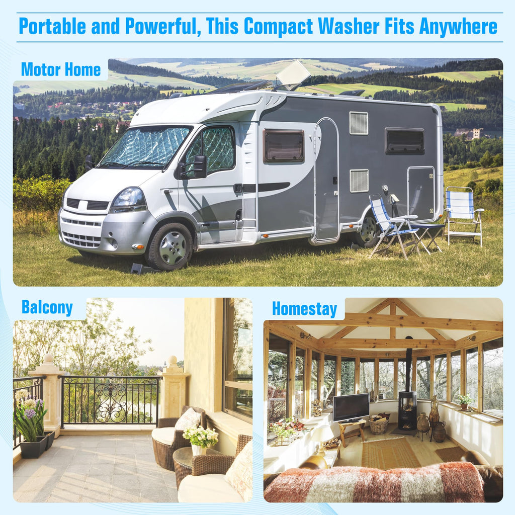 SUNCROWN Portable Twin Tub Semi Automatic Washing Machine - Energy Saving Compact Laundry for Apartments and RVs