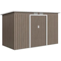 Outsunny 9ft By 4ft Metal Garden Shed With Foundation Kit And Double Doors - Durable Galvanised Steel