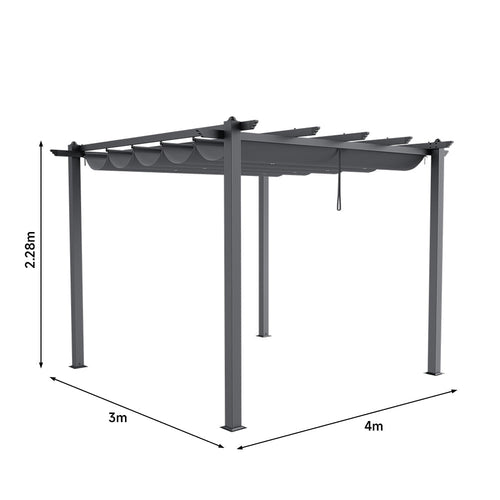 Aluminum Framed Garden Pergola with Retractable Canopy