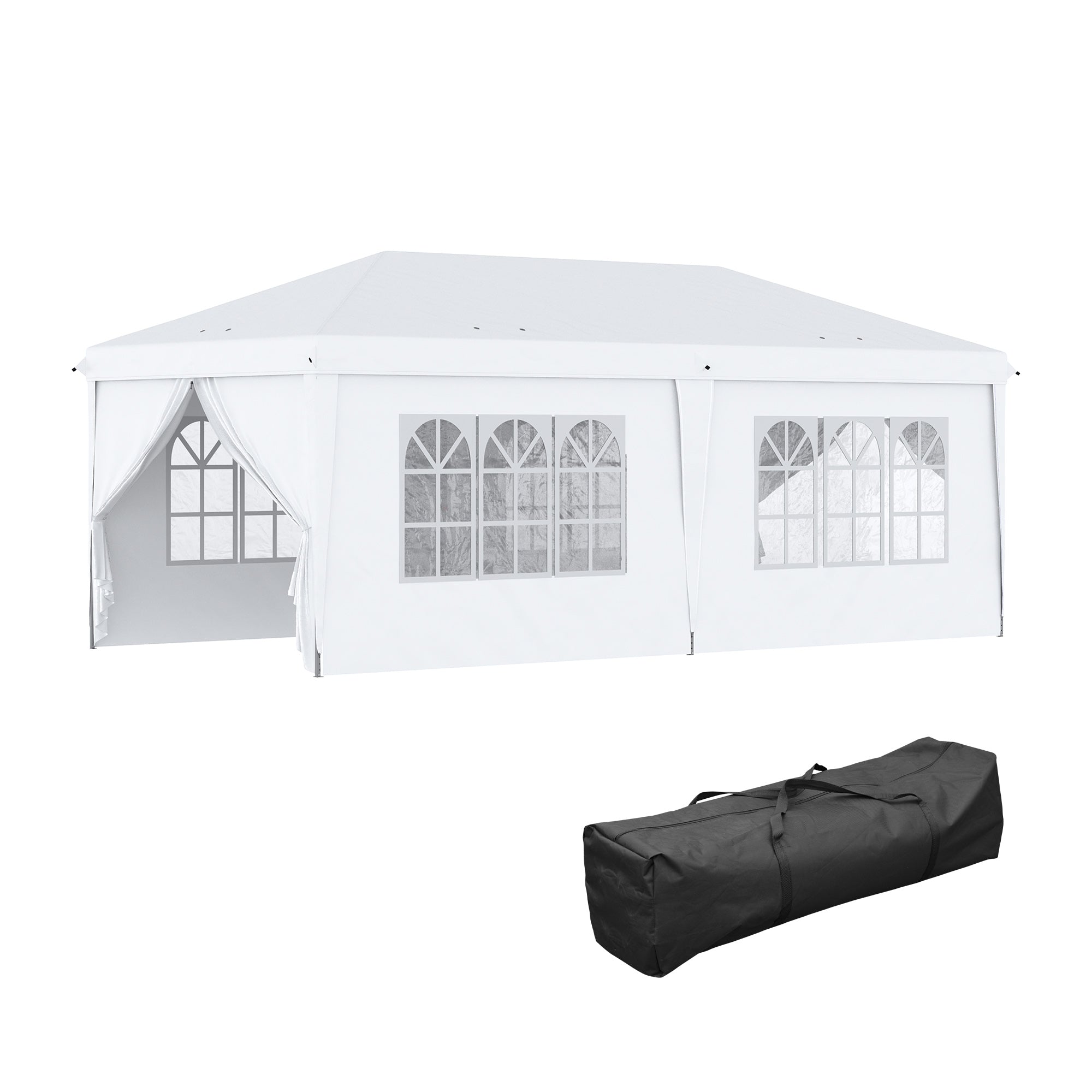 Outsunny 3x6m Garden Pop Up Gazebo With Sidewalls Windows Carry Bag Black - Quick Assembly Outdoor Party Shelter