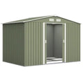 Outsunny 9 x 6ft Metal Garden Shed, Waterproof Outdoor Bike Storage Shed Galvanised with Vents, Foundation Kit, Apex Roof and Lockable Double Doors for Patio Lawn, Light Green