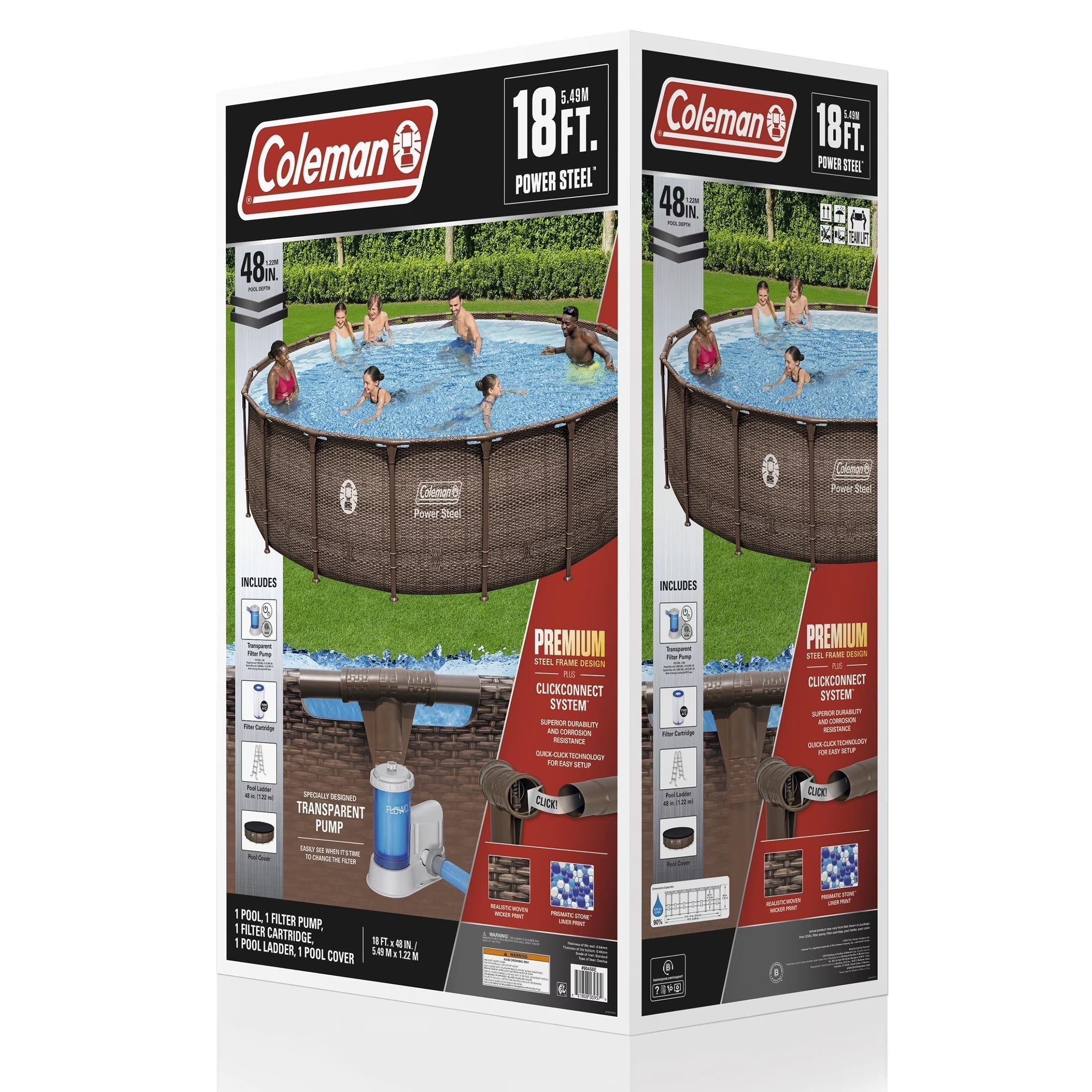 Coleman Power Steel 18ft Round Above Ground Pool Set - Durable Metal Frame For Long Lasting Family Fun